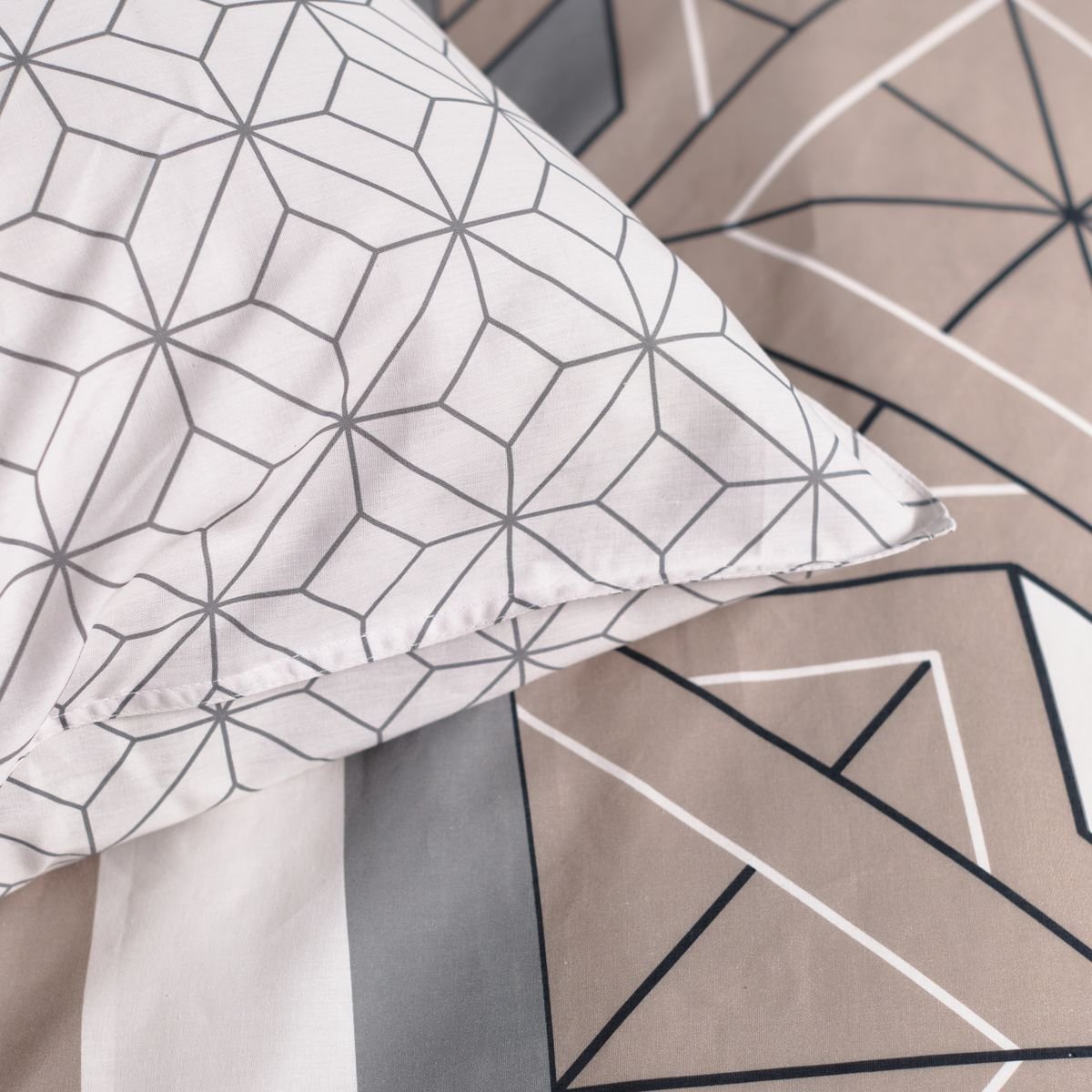 Parure de lit imprimé Graphique coton SUNSHINE LILA blanc, TODAY