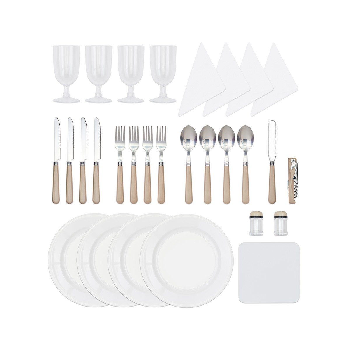 Panier pique-nique 4 personnes beige, LIVOO