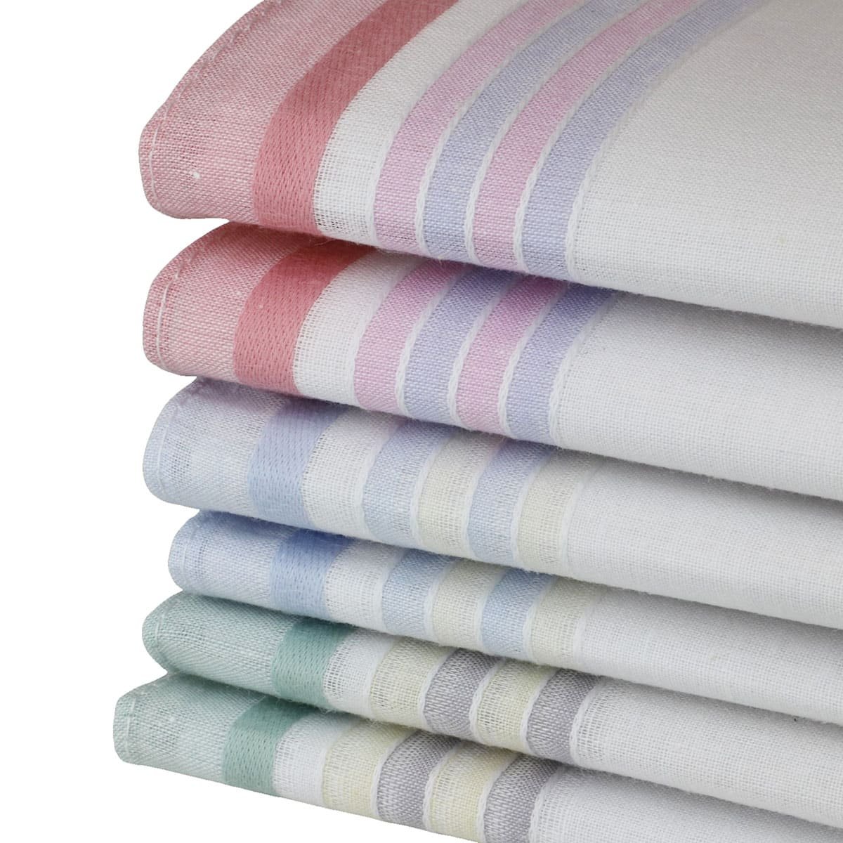Lot de 6 mouchoirs en tissus imprimés AMBRE multicolore, LINANDELLE
