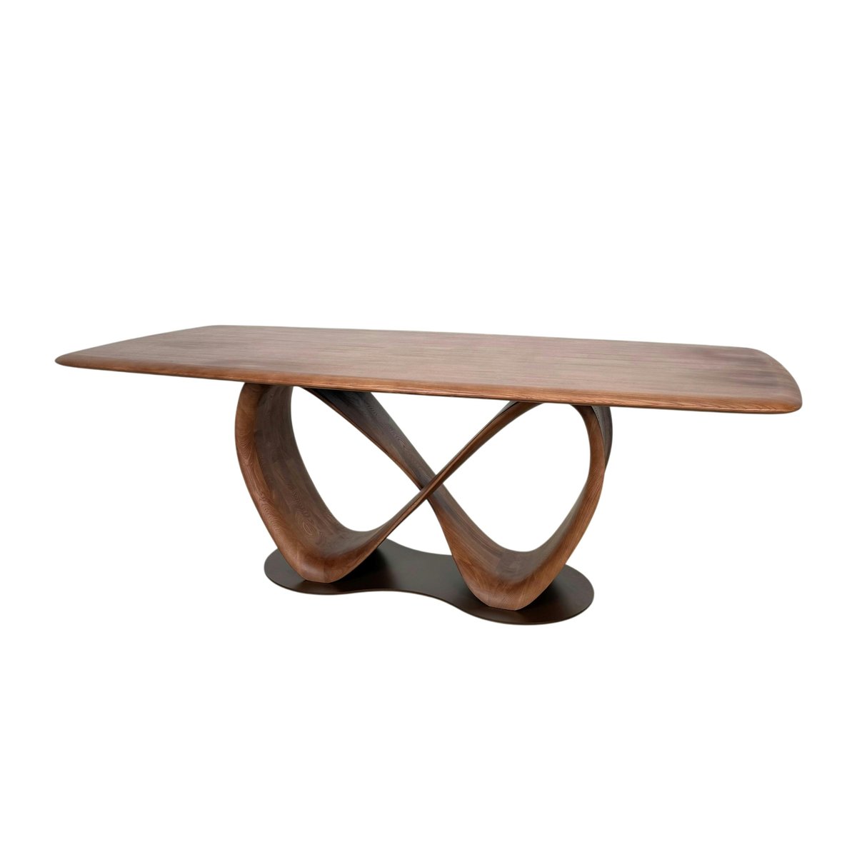 Table à manger bois de frêne à pied design ruban 220 cm ALDER marron, PIER IMPORT