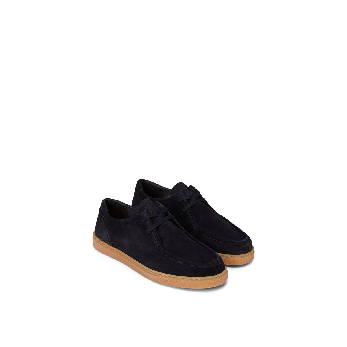 Mocassins modèle à carreaux style wallabee en cuir velours bleu fonce, MARC O'POLO