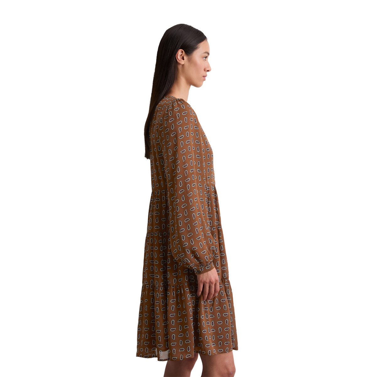 Robe courte à étages regular en crêpe de viscose hellbraun, MARC O'POLO