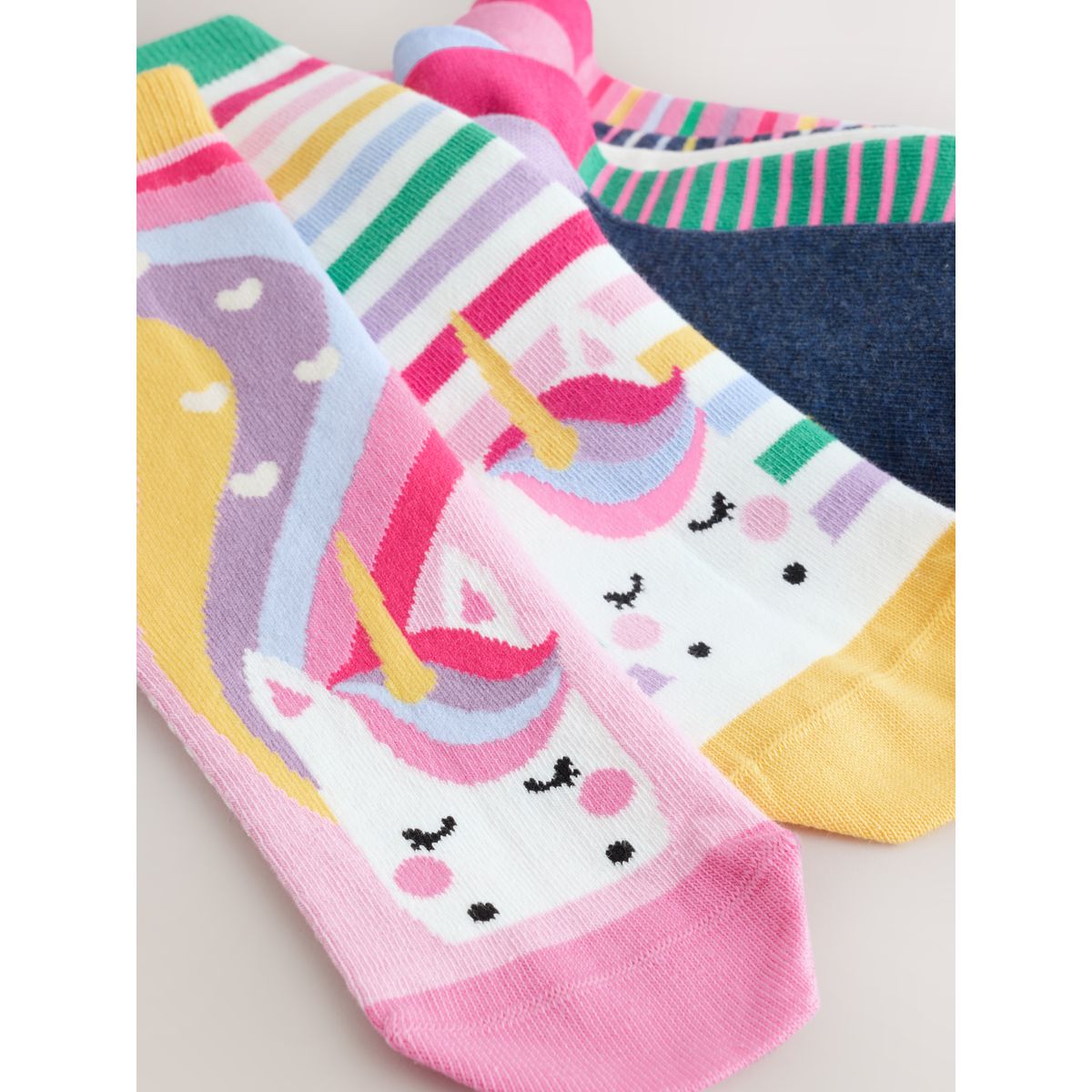 Socquettes coton licornes, 7 paires rose, vert et bleu marine, NEXT