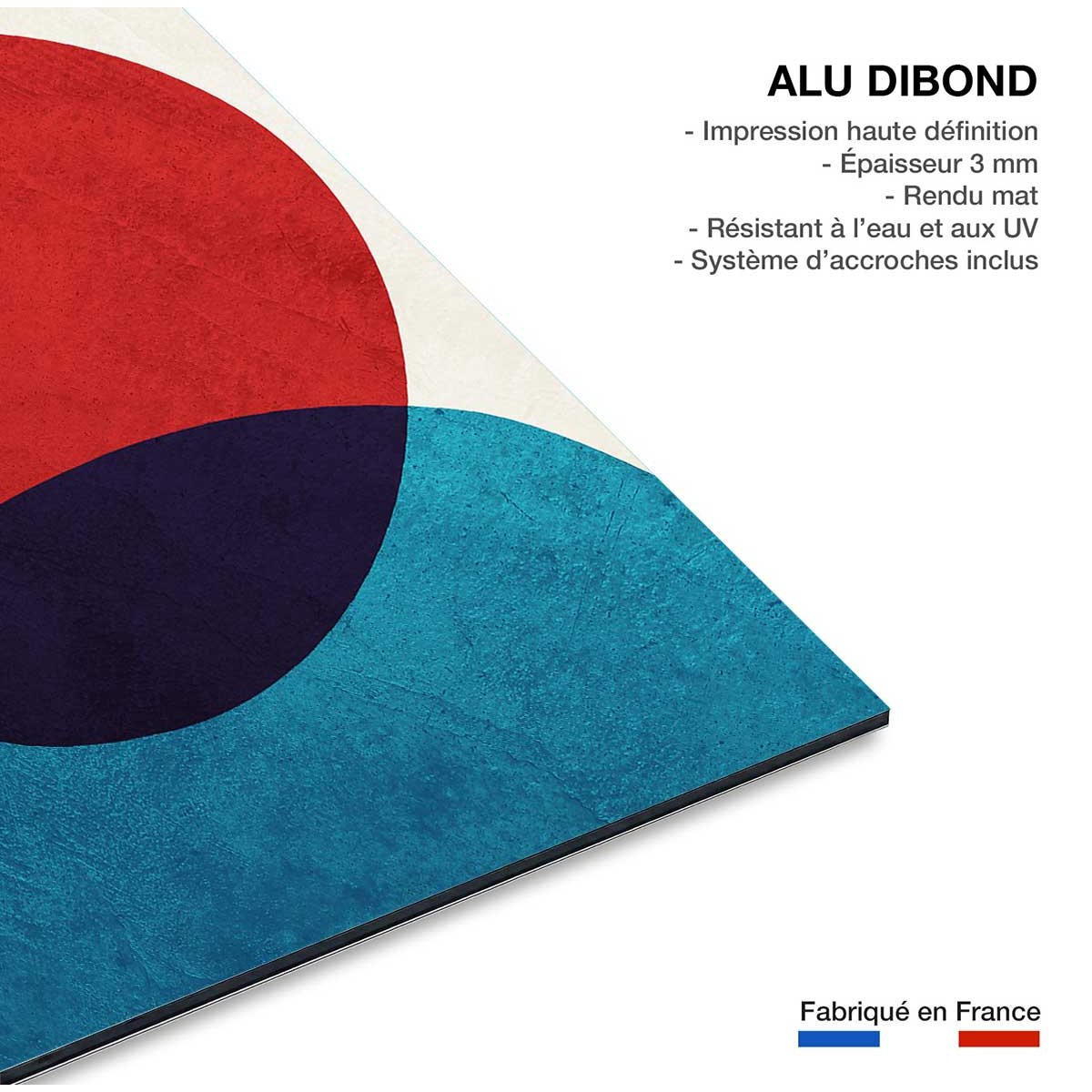 Tableau géométrique shape cercle rouge tableau alu dibond, HEXOA