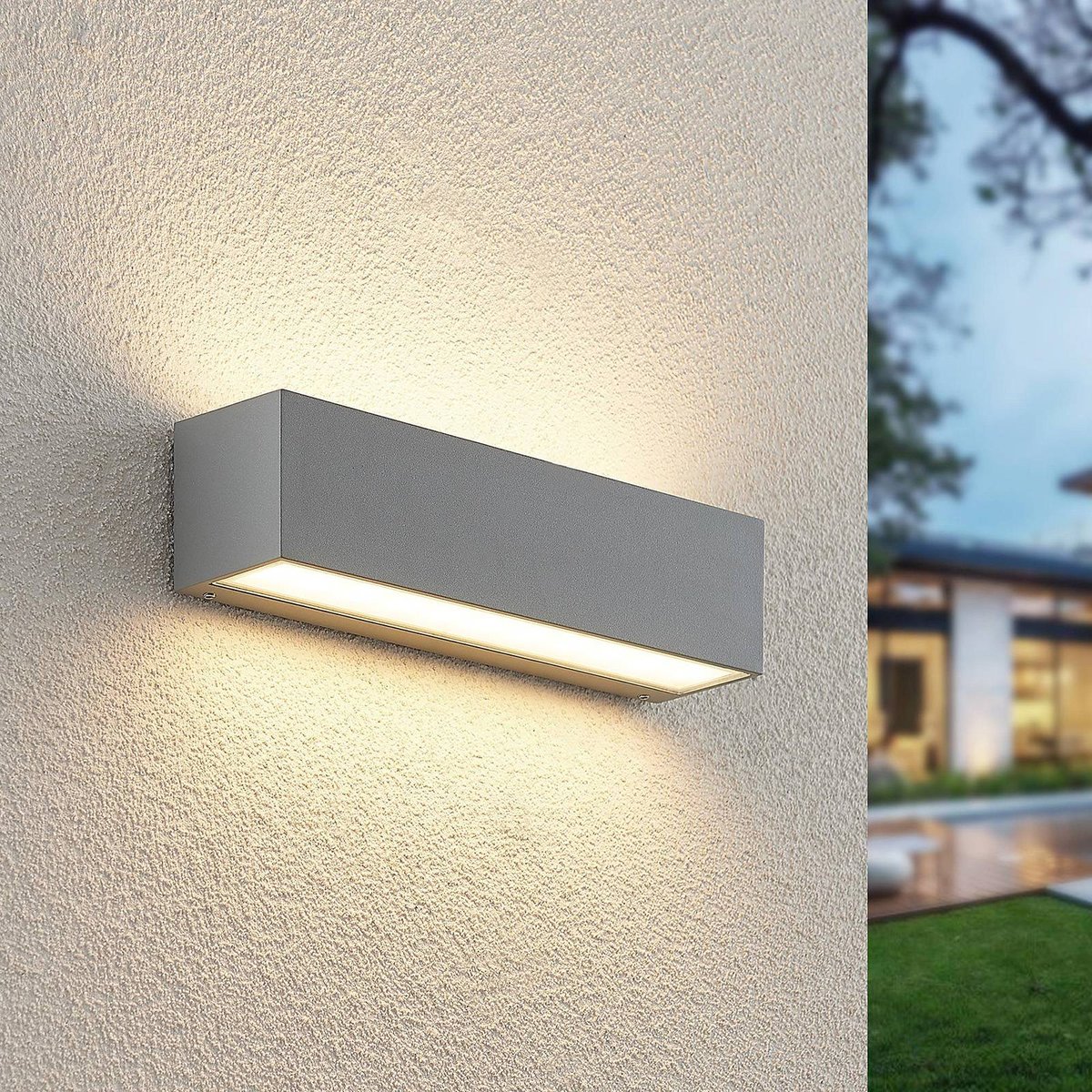 Applique extérieure en aluminium moderneLED argent, LUCANDE
