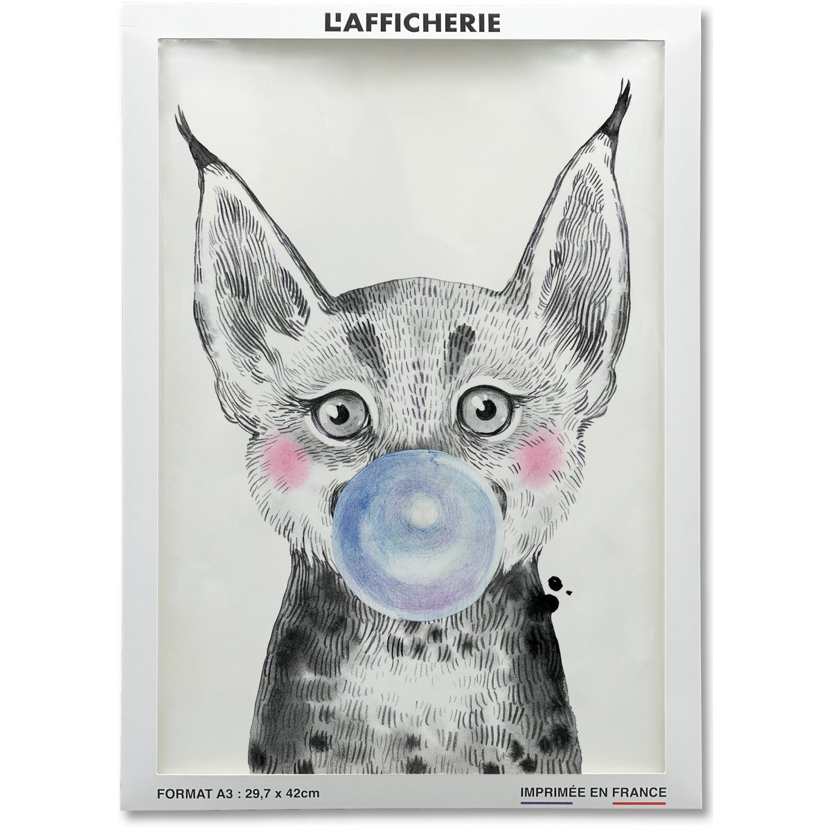 Affiche Bulle de Lynx Bleue blanc, L'AFFICHERIE