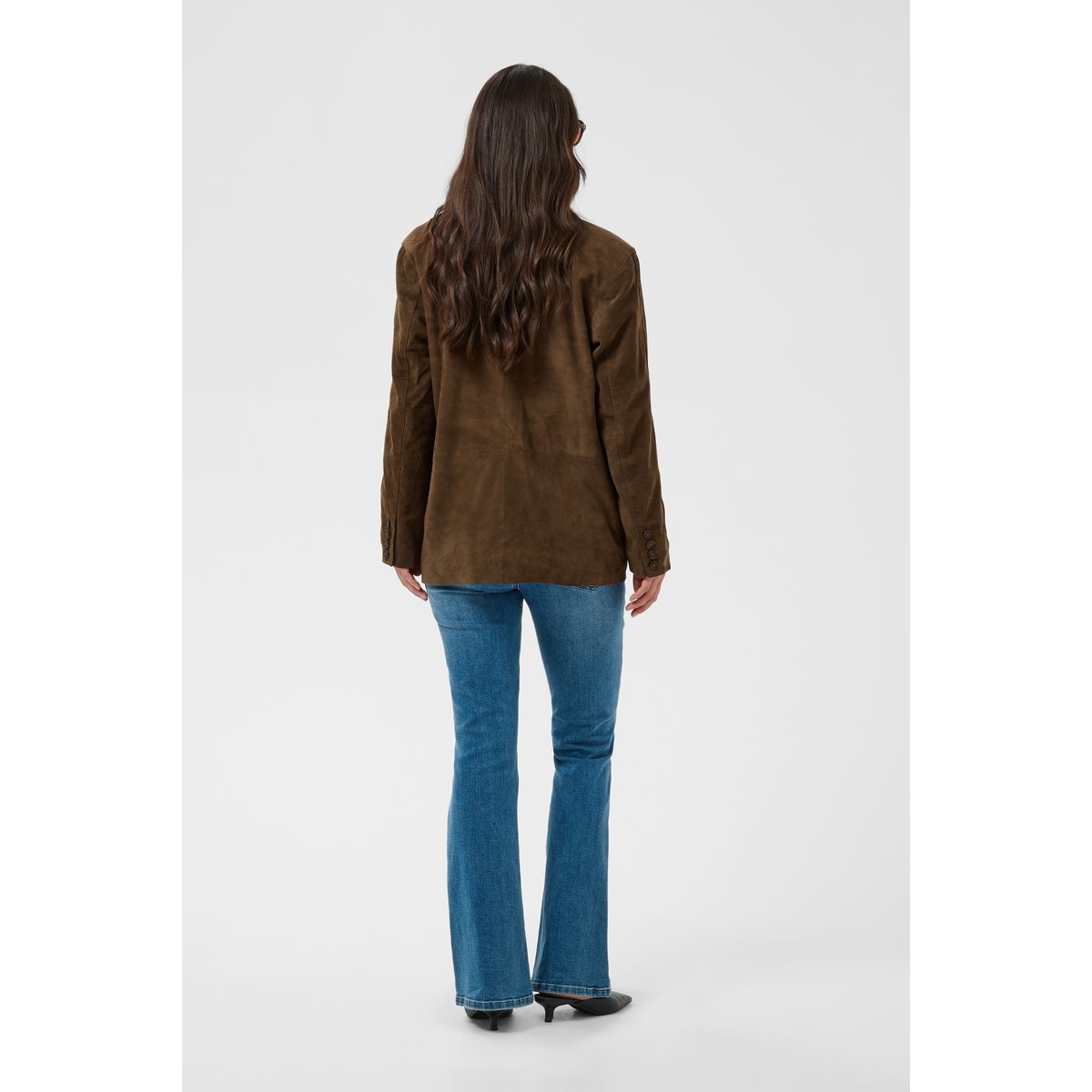 Veste en cuir marron carafe, KAFFE