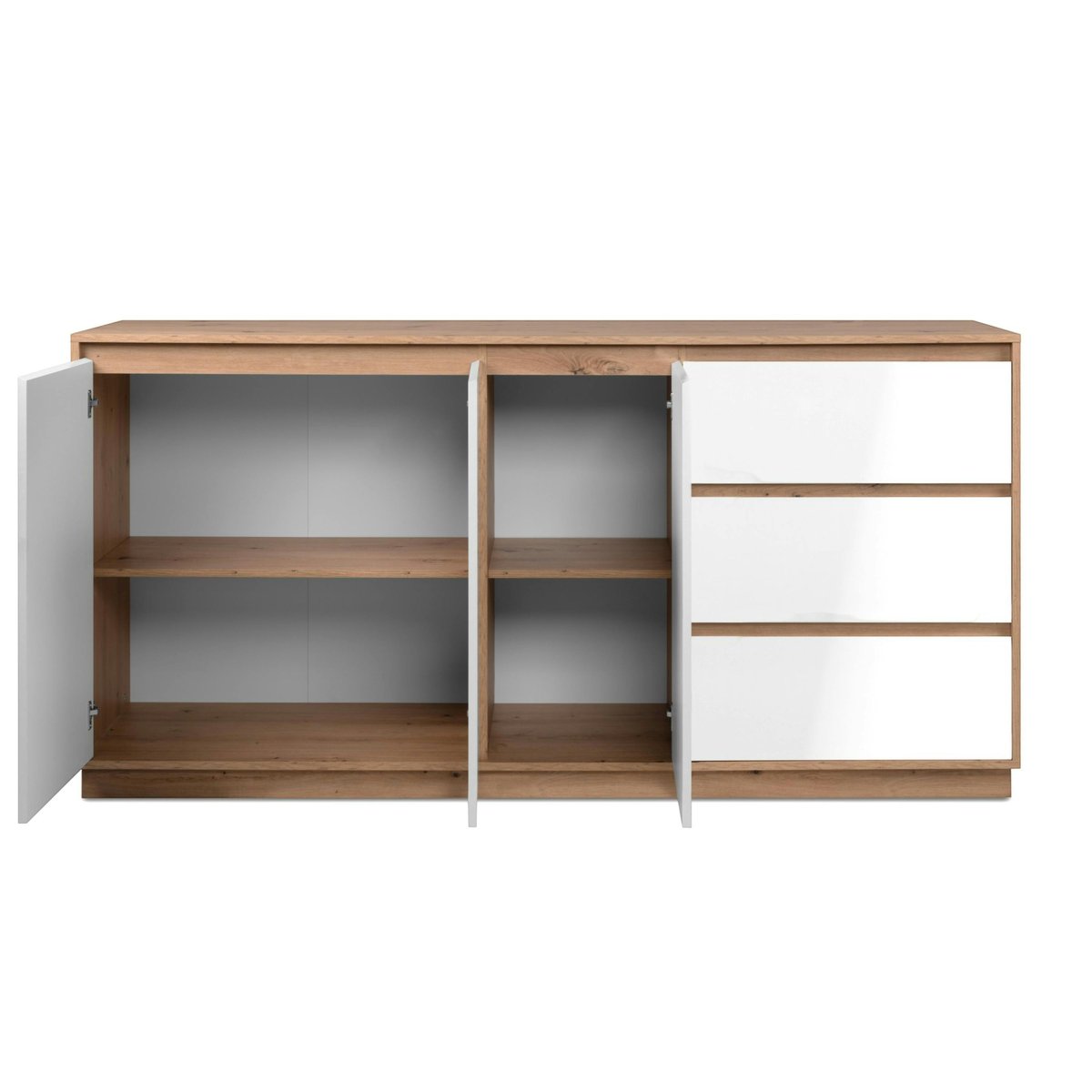 Buffet 3 portes 3 tiroirs décor bois et blanc ALVA blanc, PIER IMPORT