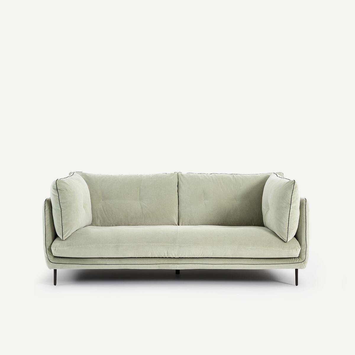 Sofá 2 plazas de terciopelo stonewashed, BOTERO verde almendra, AM.PM