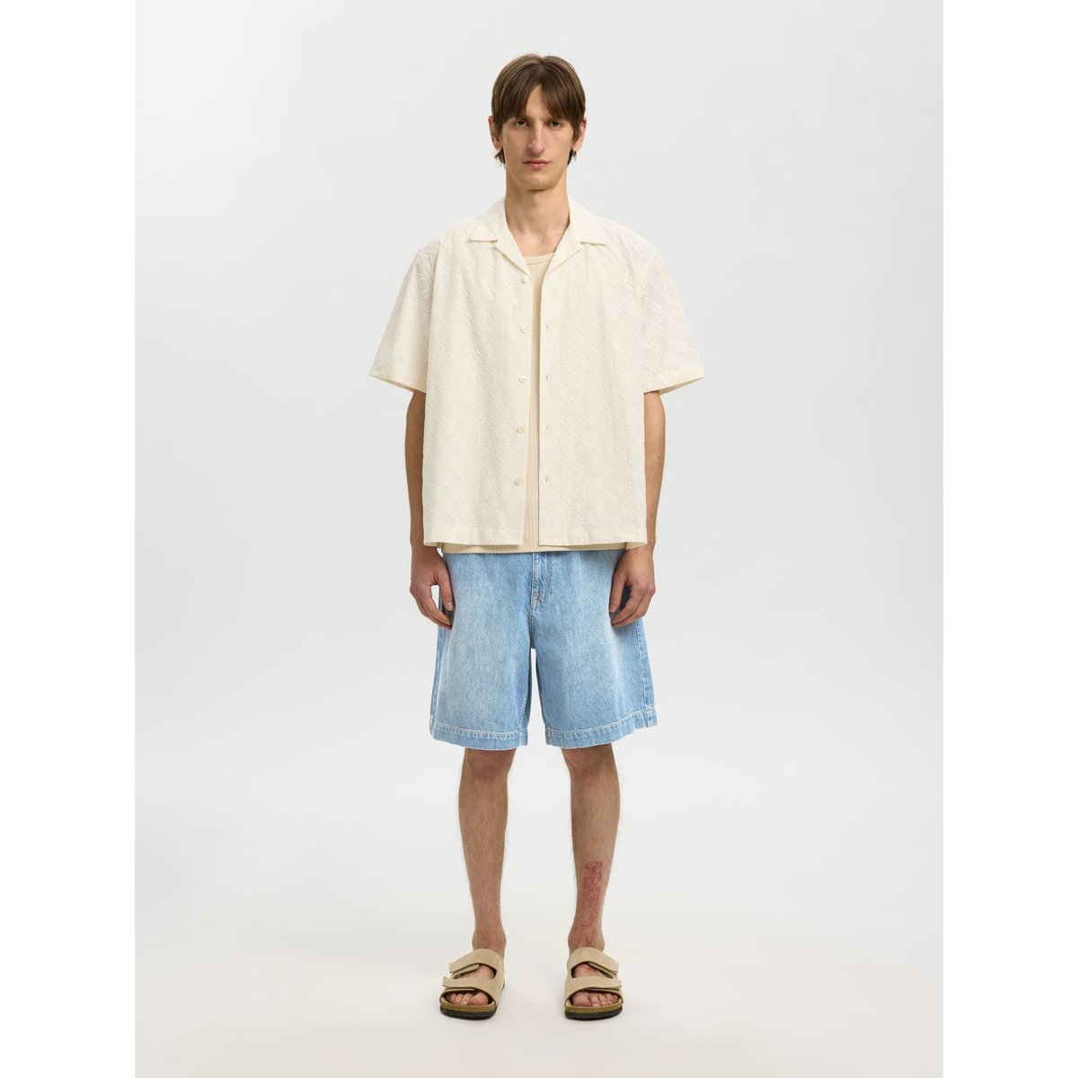 Short light blue denim, SELECTED