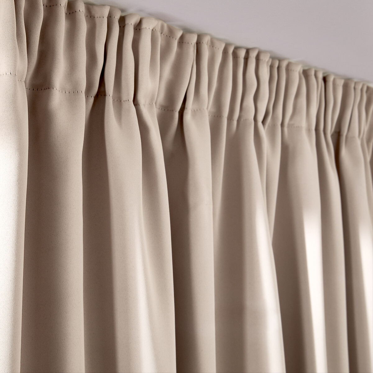 Rideau occultant, à galon fronceur et wave, VODA beige taupe clair, LA REDOUTE INTERIEURS