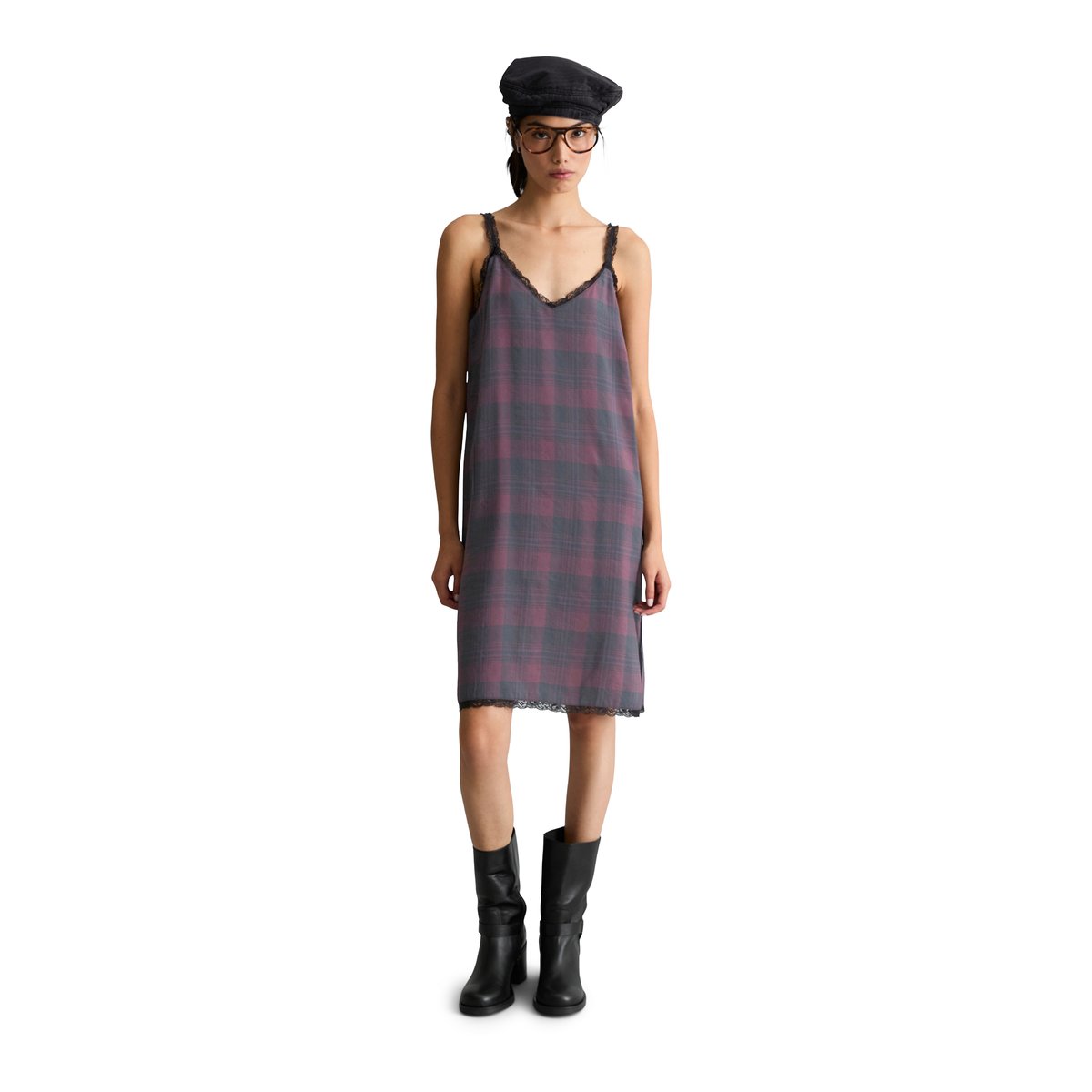 Robe lingerie imprimée, coupe droite en TENCEL™ Modal noir, MARC O’POLO DENIM