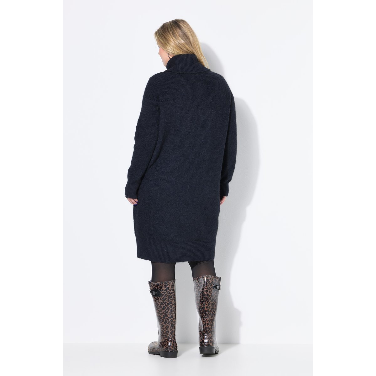 Robe oversize en maille, longueur mini marine, STUDIO UNTOLD