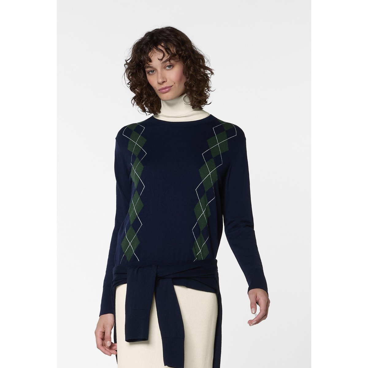 Pull col rond jacquard bleu marine, RODIER