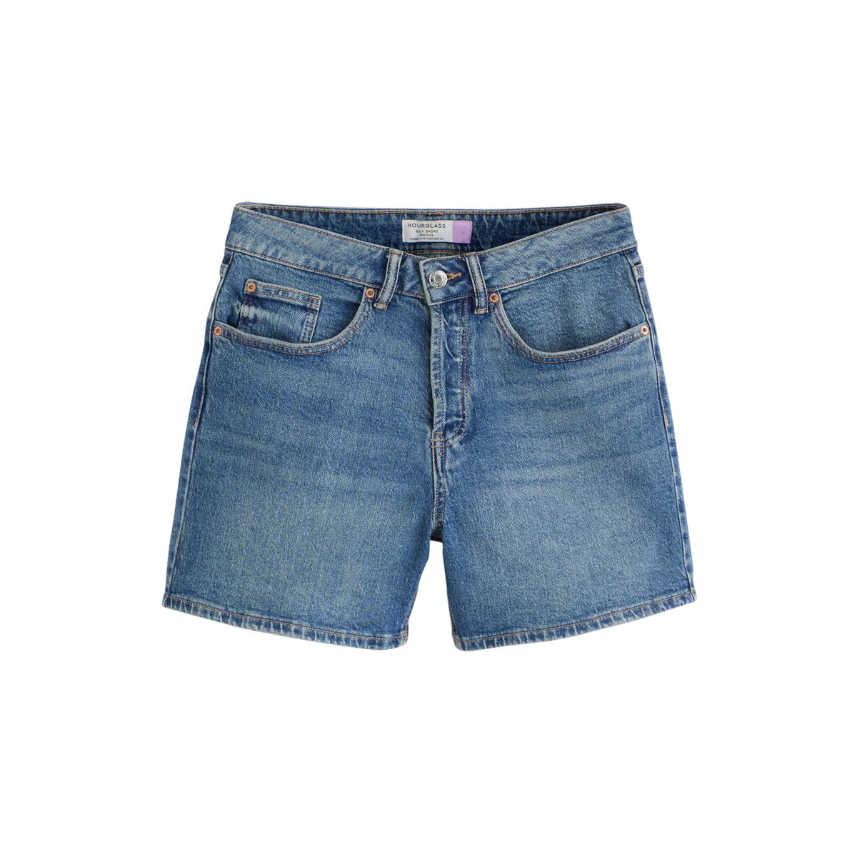 Short en jean coupe sablier bleu moyen, NEXT