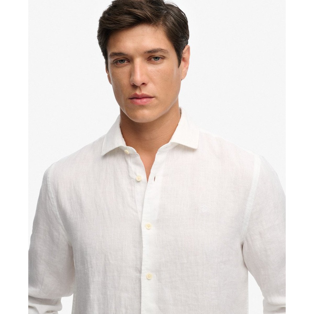 Chemise en lin Riviera à manches longues optic, SUPERDRY