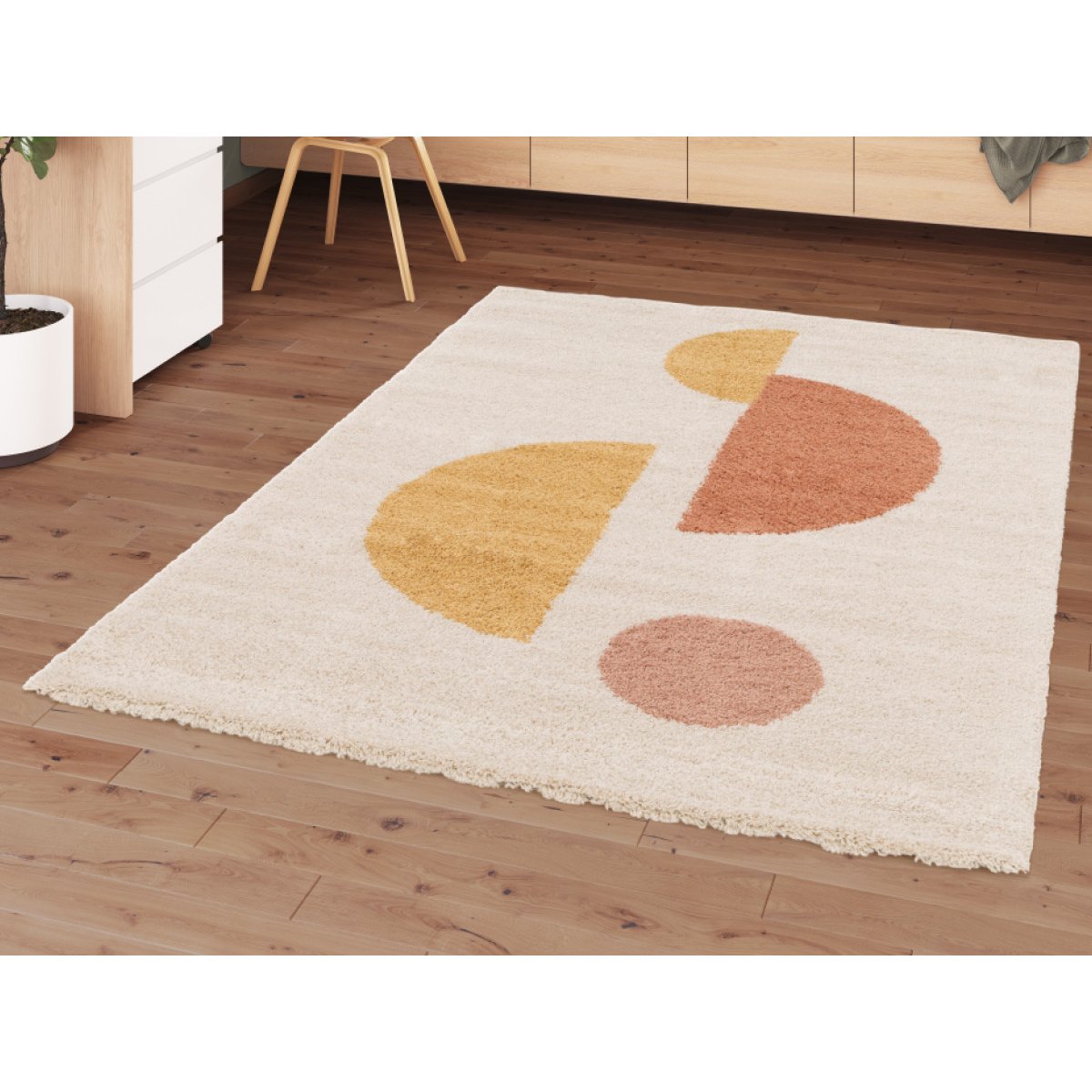 Tapis poils mi-longs style moderne, ADELINE jaune, BOBOCHIC