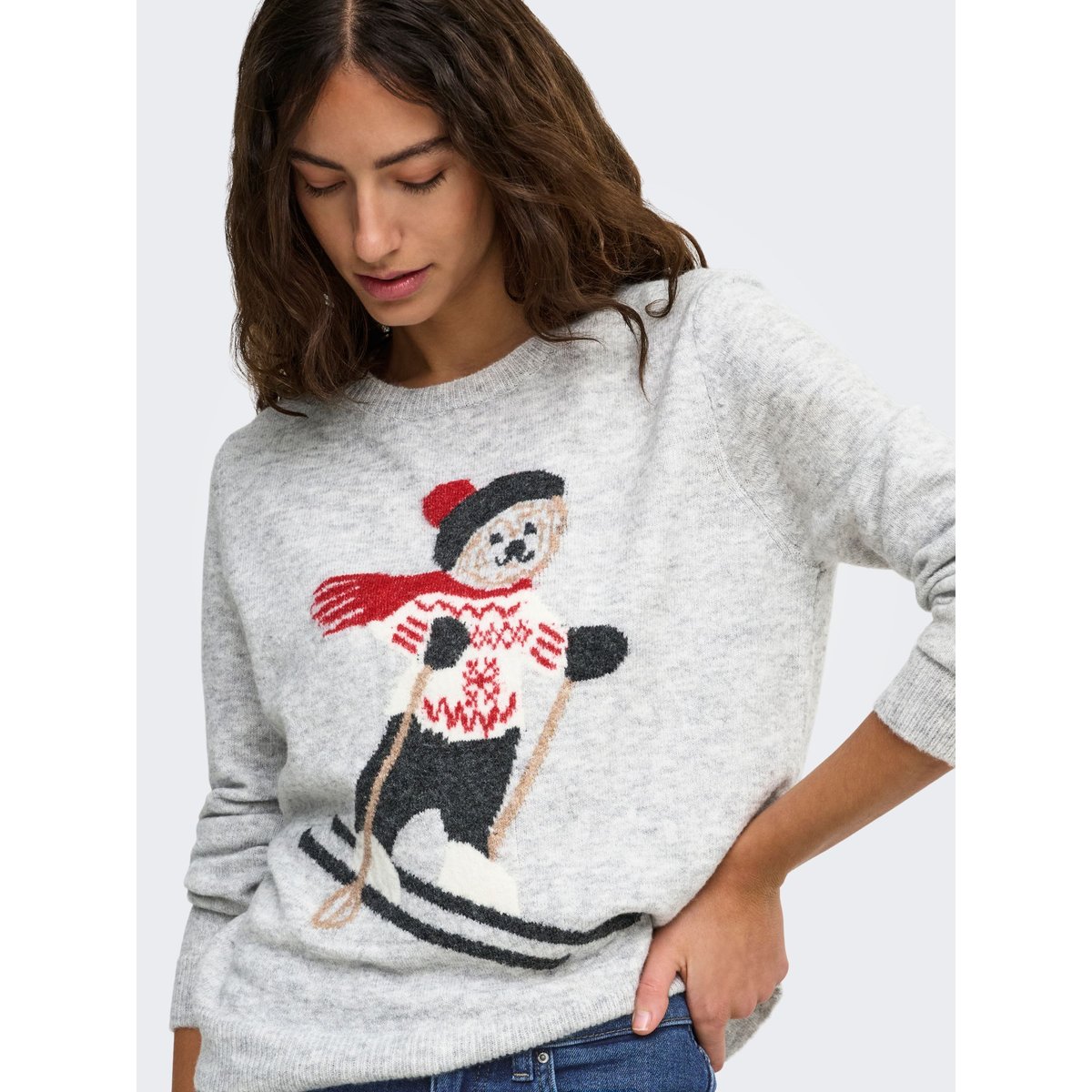 Pull En Maille light grey melange 1, ONLY