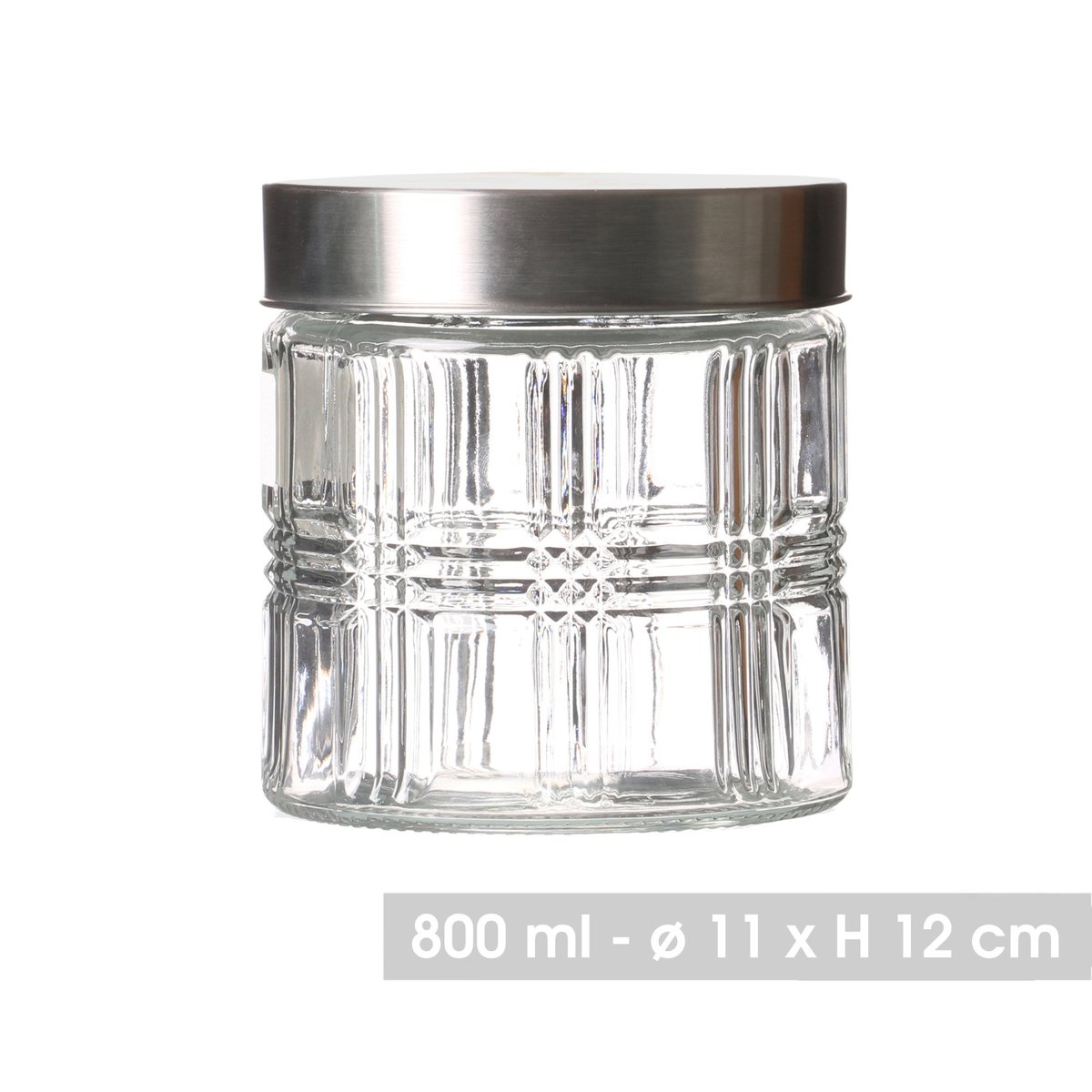Bocal Cuisine Hermétique en Verre avec Couvercle Inox - 800ml transparent, WADIGA