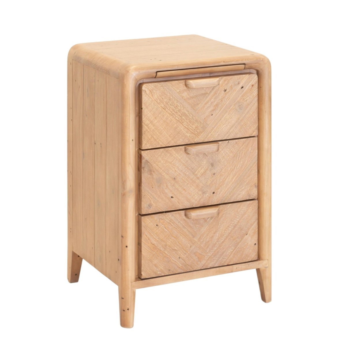 Table de chevet 3 tiroirs bois recyclé KEARNEY bois naturel, PIER IMPORT