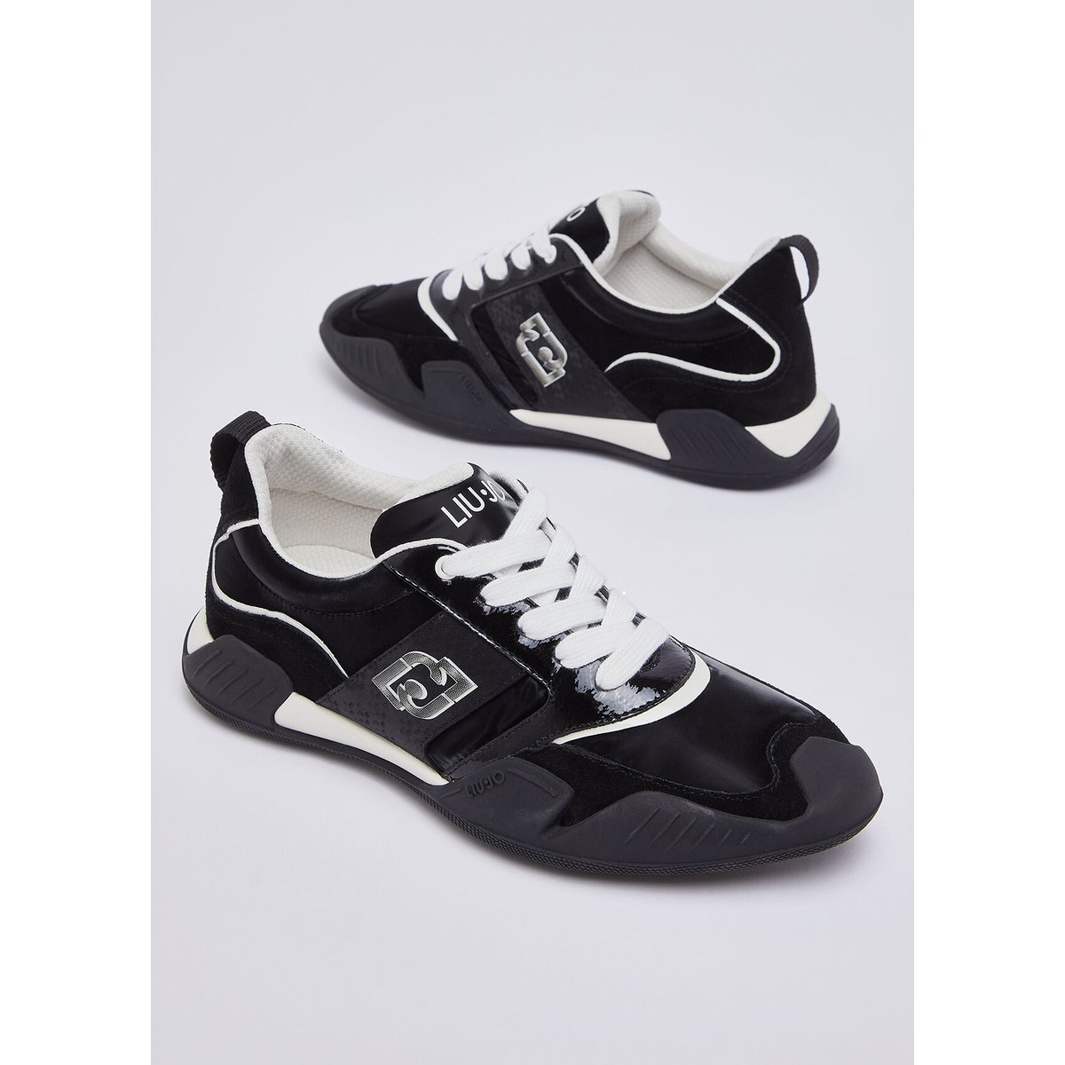 Baskets en nylon et cuir verni noir, LIU JO