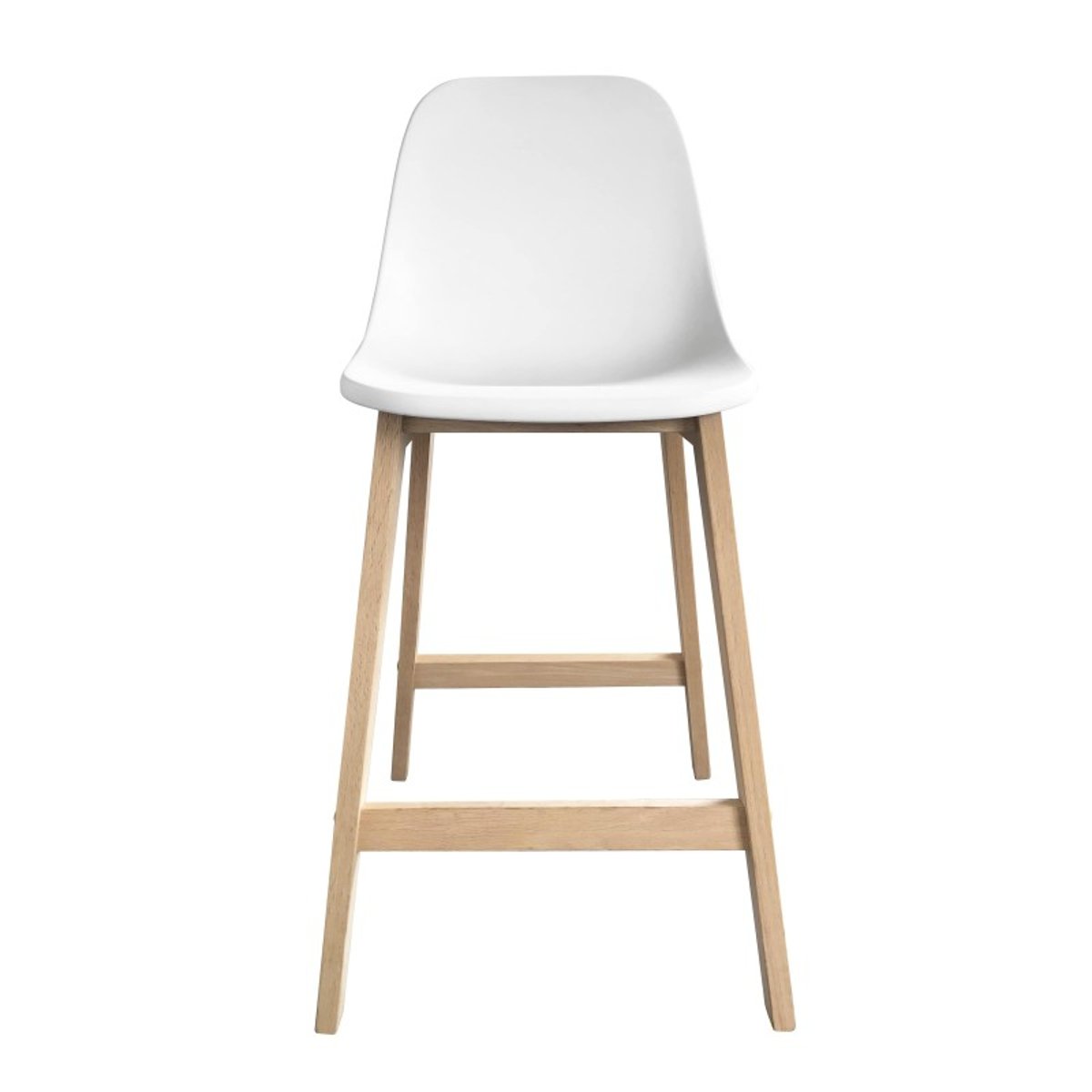 Lot de chaises d'ilot et bar en chêne avec assise plastique 65cm ELIOS | Lot de 2 blanc, MOB IN