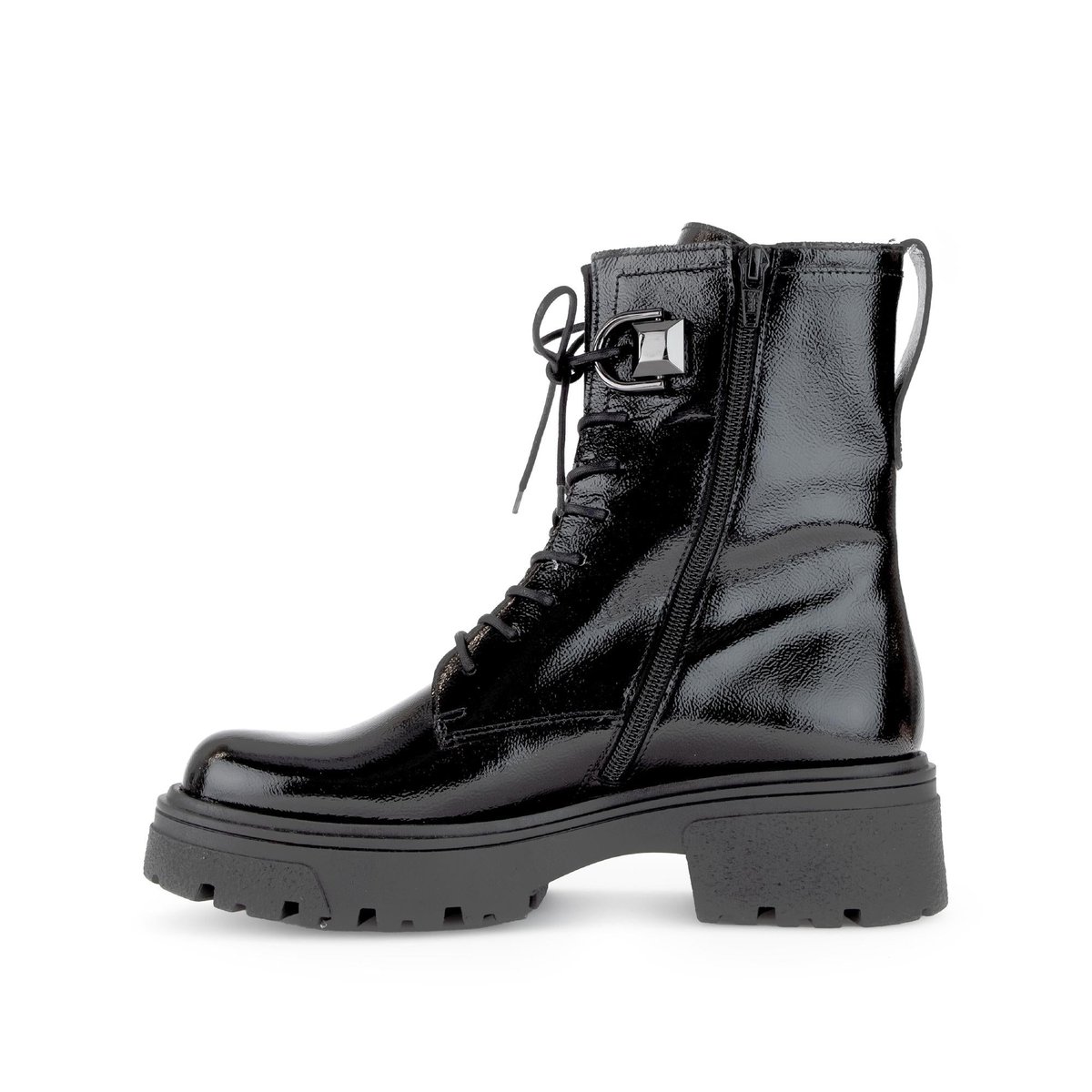 Bottines en cuir verni à talon décroché noir, GABOR