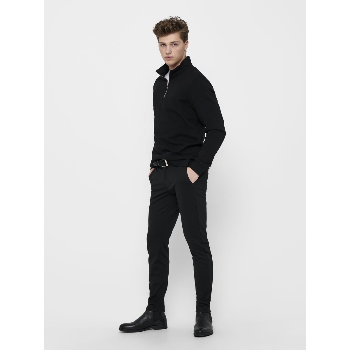 Sweat demi-zippé noir, ONLY & SONS