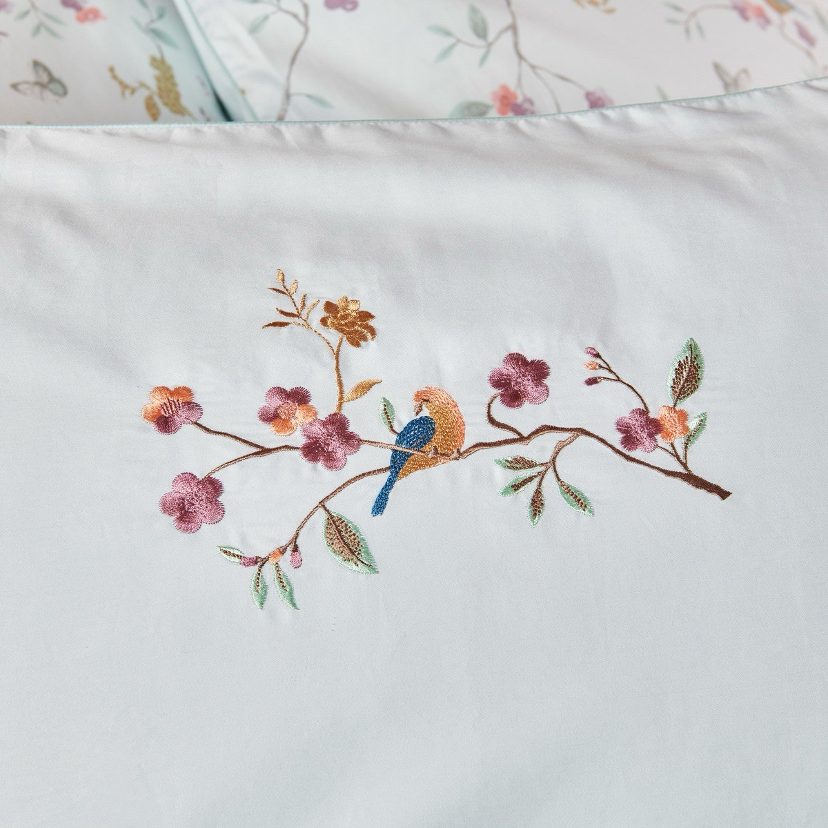 Taie D'oreiller   Satin De Coton - JARDIN SUSPENDU motifs, TRADITION DES VOSGES