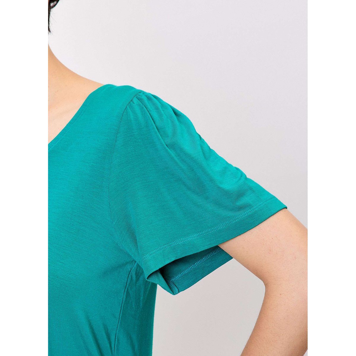T-shirt maille fluide col V IRENE vert dark green, PRINCESSE NOMADE