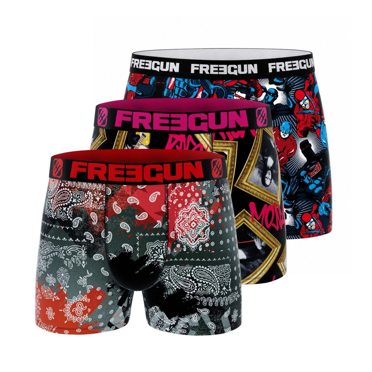 Lot De 3 Boxers Surprise Microfibre aléatoire, FREEGUN