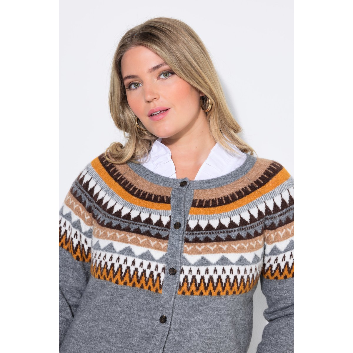 Cardigan norvégien, coupe Slim Fit gris chiné, ULLA POPKEN
