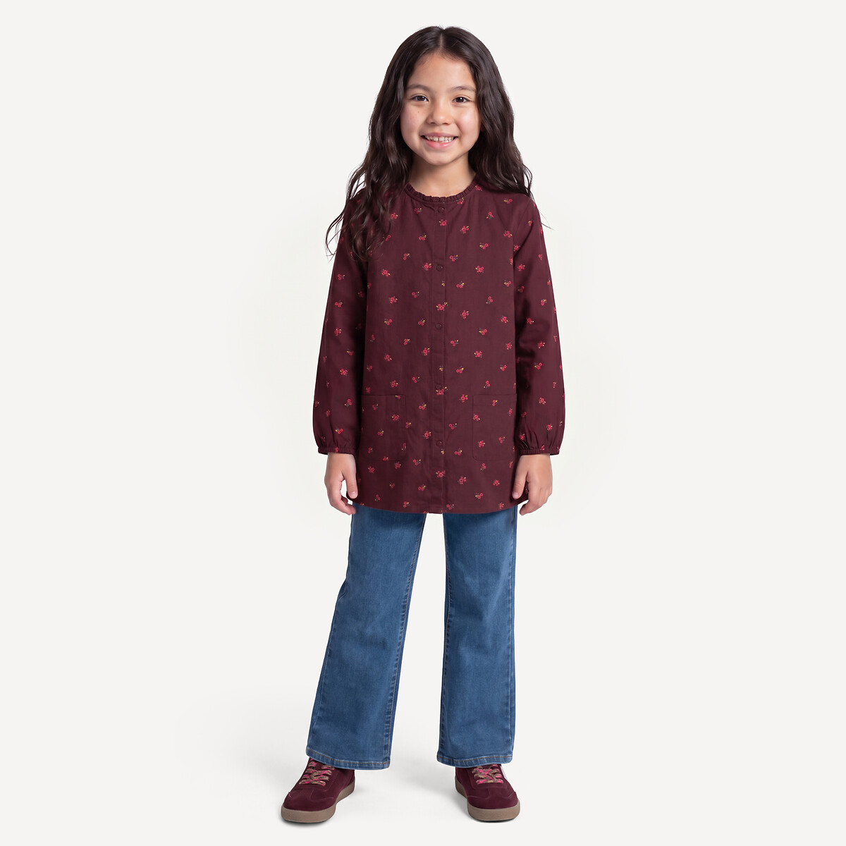 Tablier imprimé fleurs imprimé bordeaux, LA REDOUTE COLLECTIONS