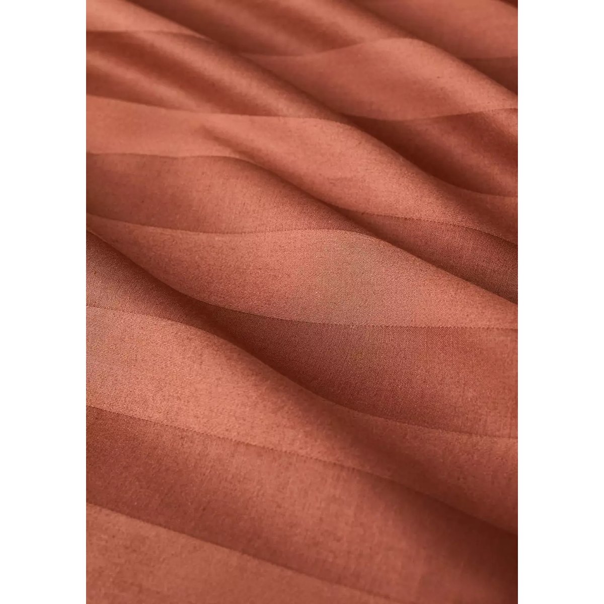 Housse de couette satin 300 fils rayures lit 180/200 cm cognac, MANGO HOME