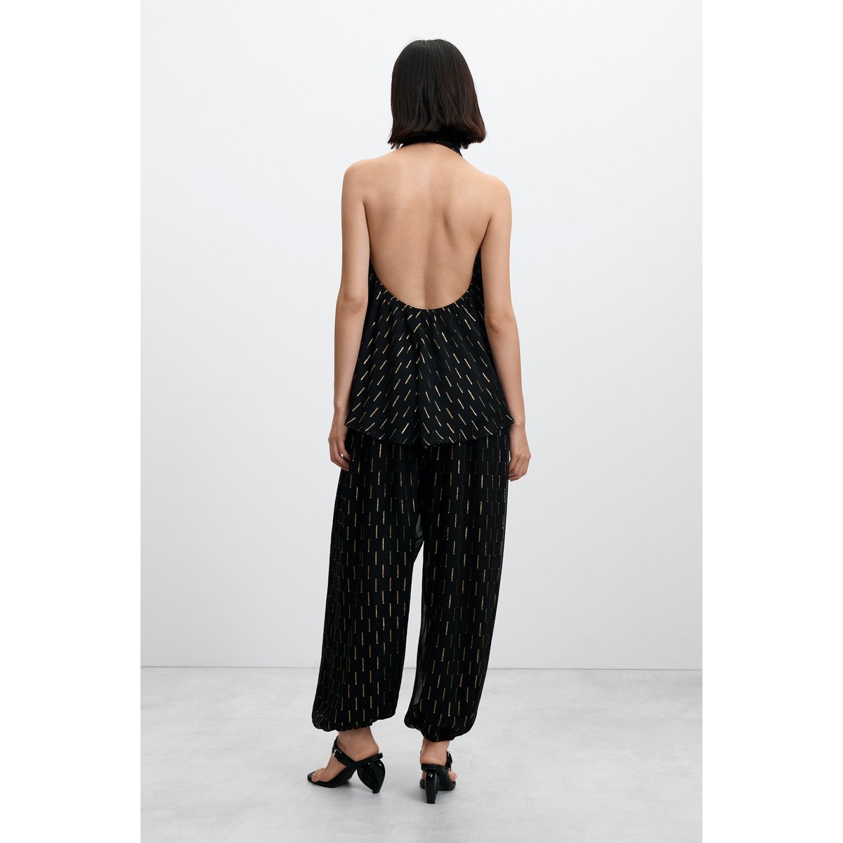 pantalon balloon à détails métallisés noir, DESIGUAL