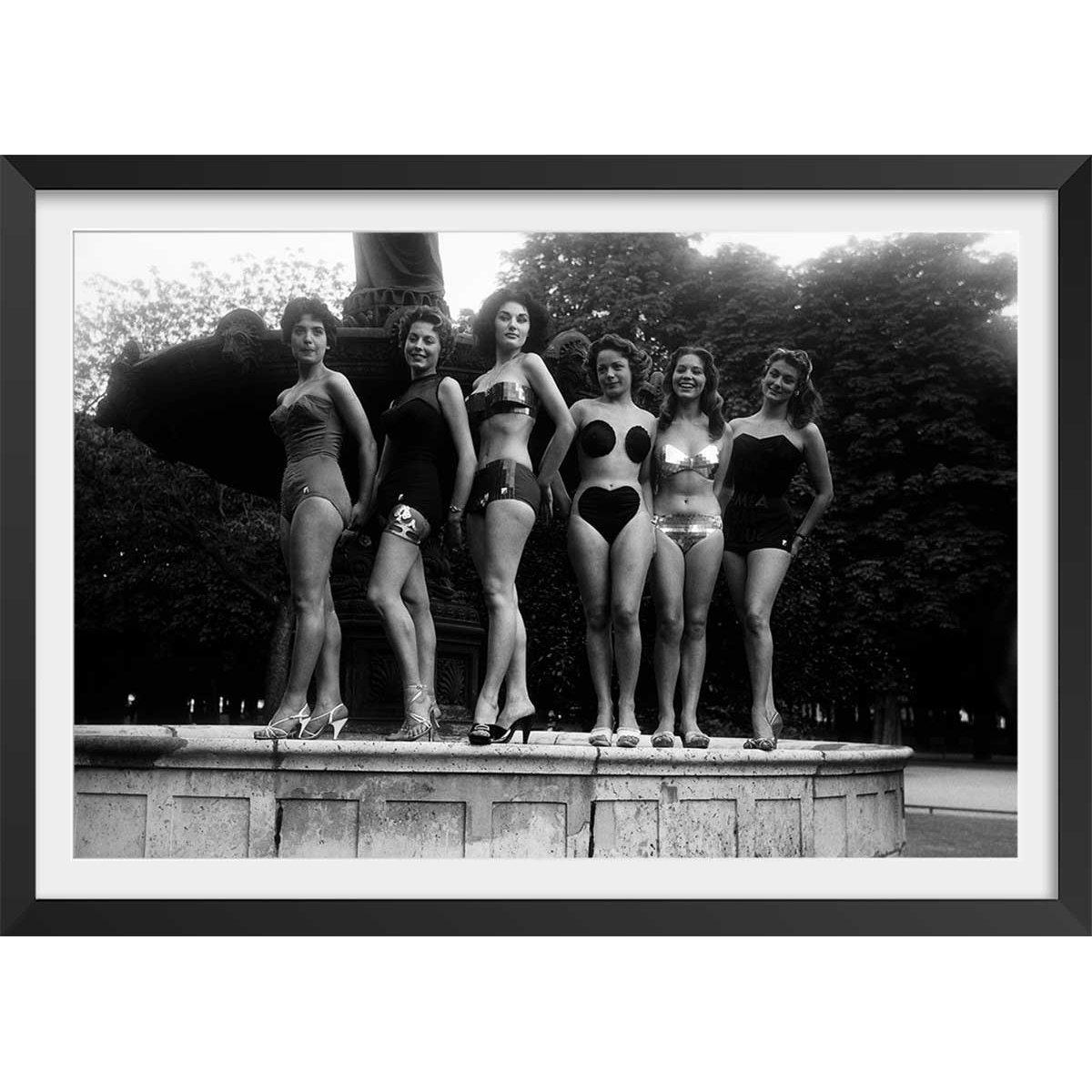 Affiche photo Modèles en maillot de bain affiche + cadre en bois - noir, HEXOA