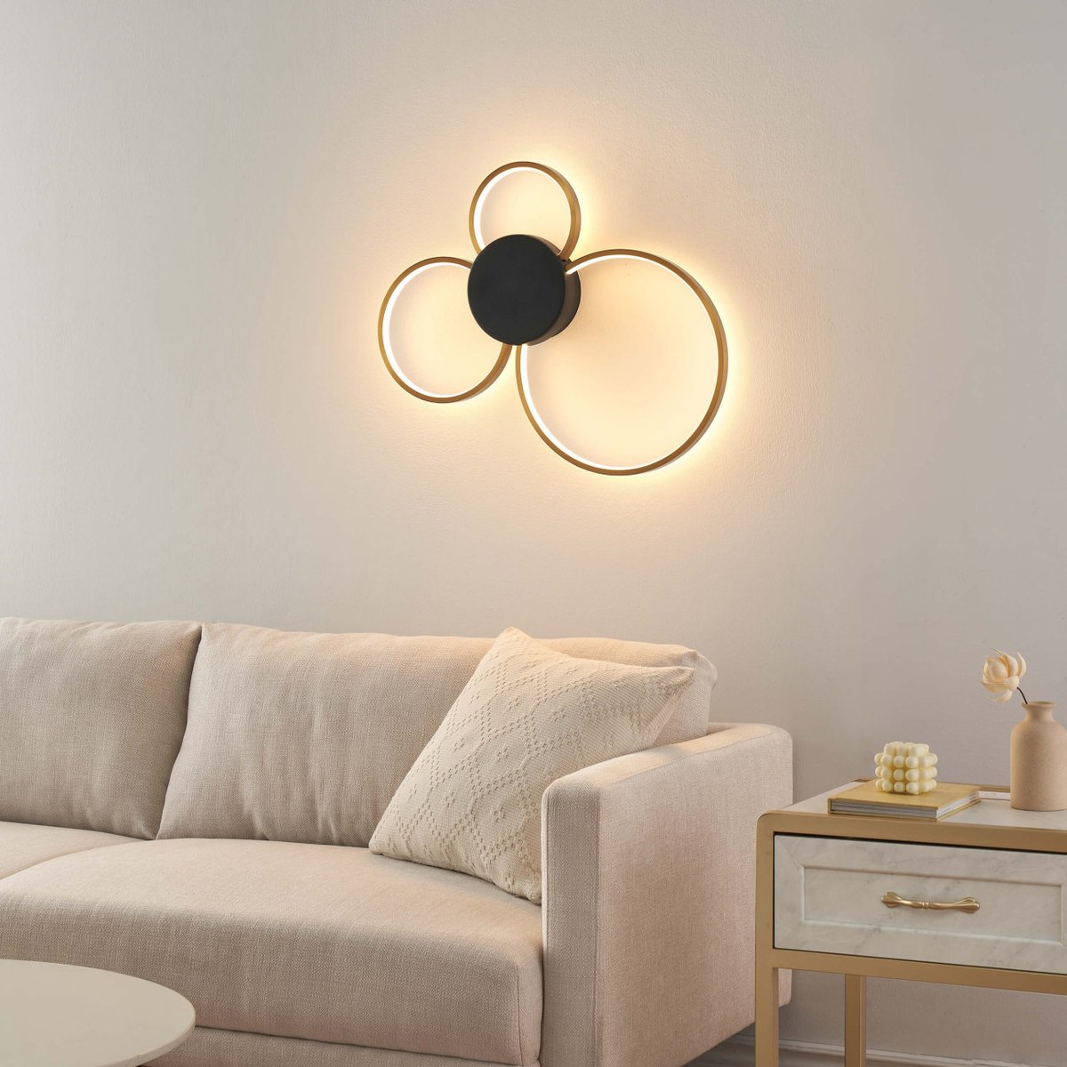 Plafonnier ou applique dimmable LED - ALISA noir et doré, KOSILUM