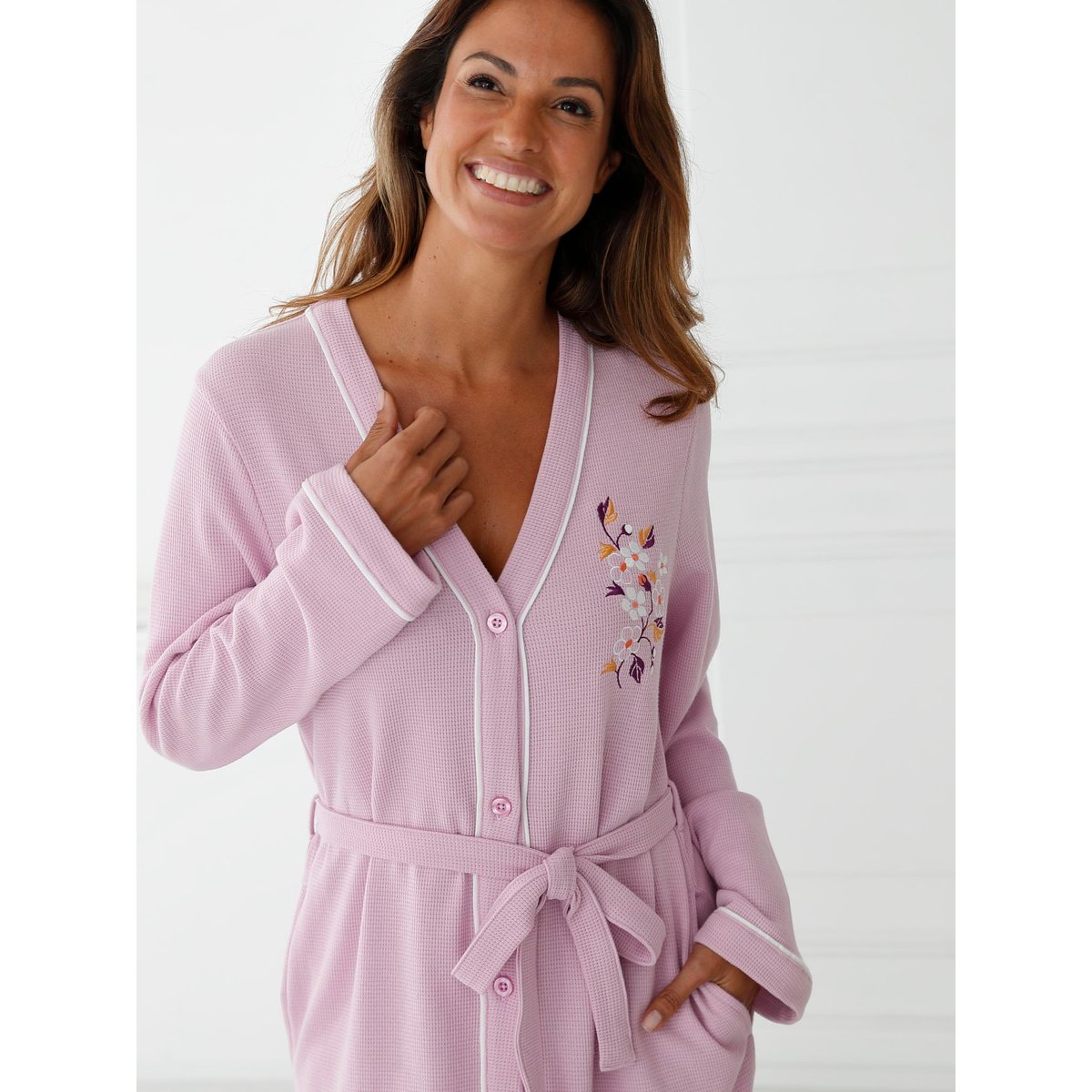 Peignoir maille nid d'abeille lilas, DAXON