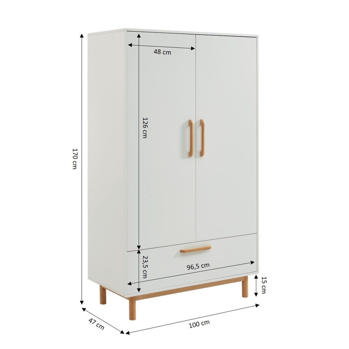 Armoire enfant 2 portes  ROME blanc, BAÏTA