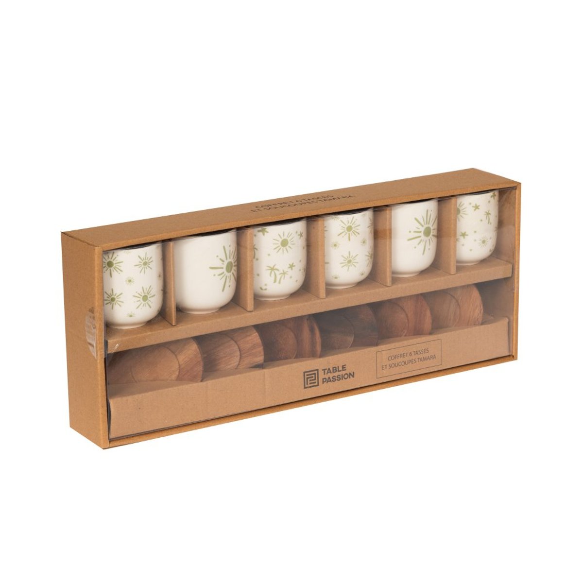 Coffret de 6 tasses et sous-tasses es Tamara 10 cl vert, TABLE PASSION