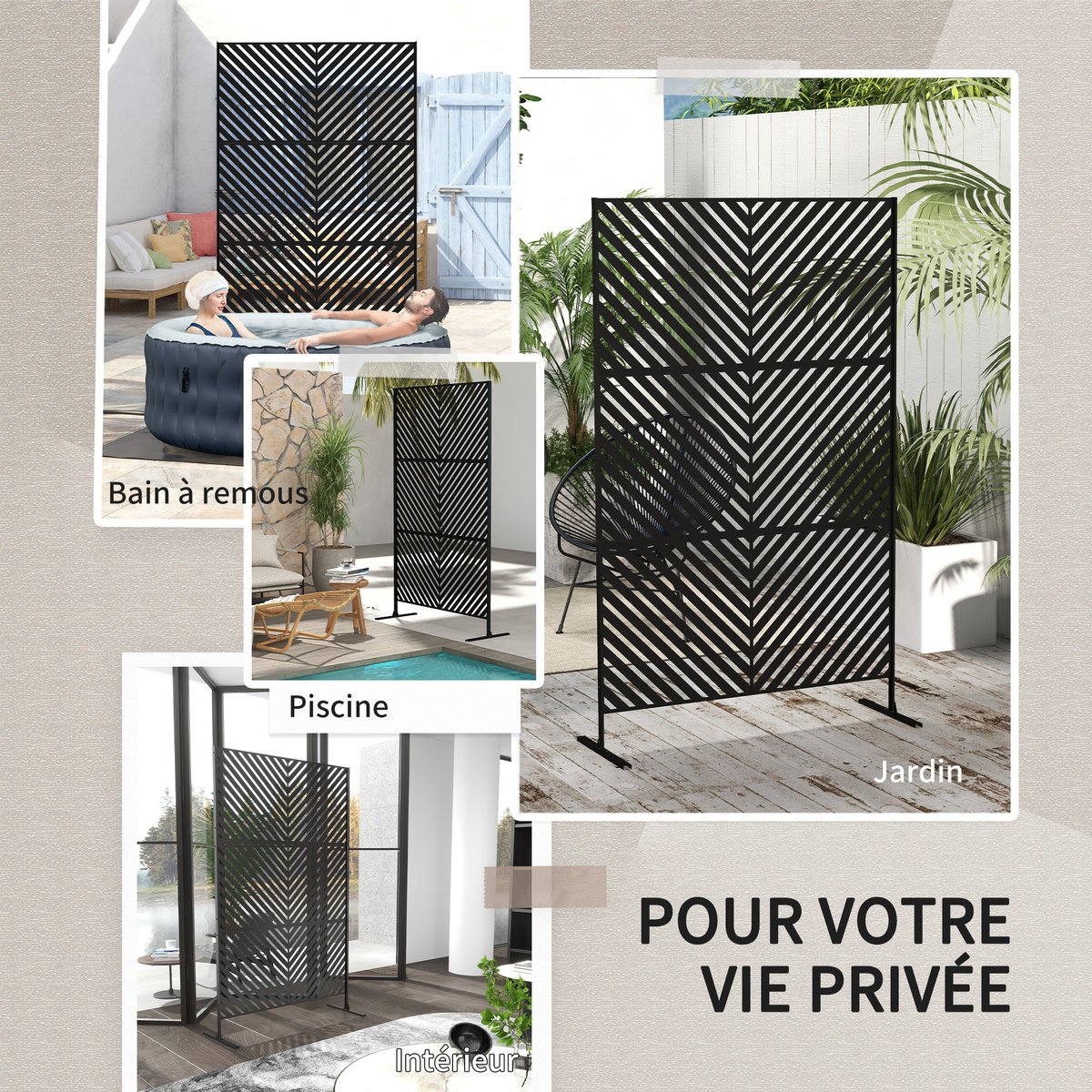 Pare-vue d'extérieur Acier Noir noir, OUTSUNNY