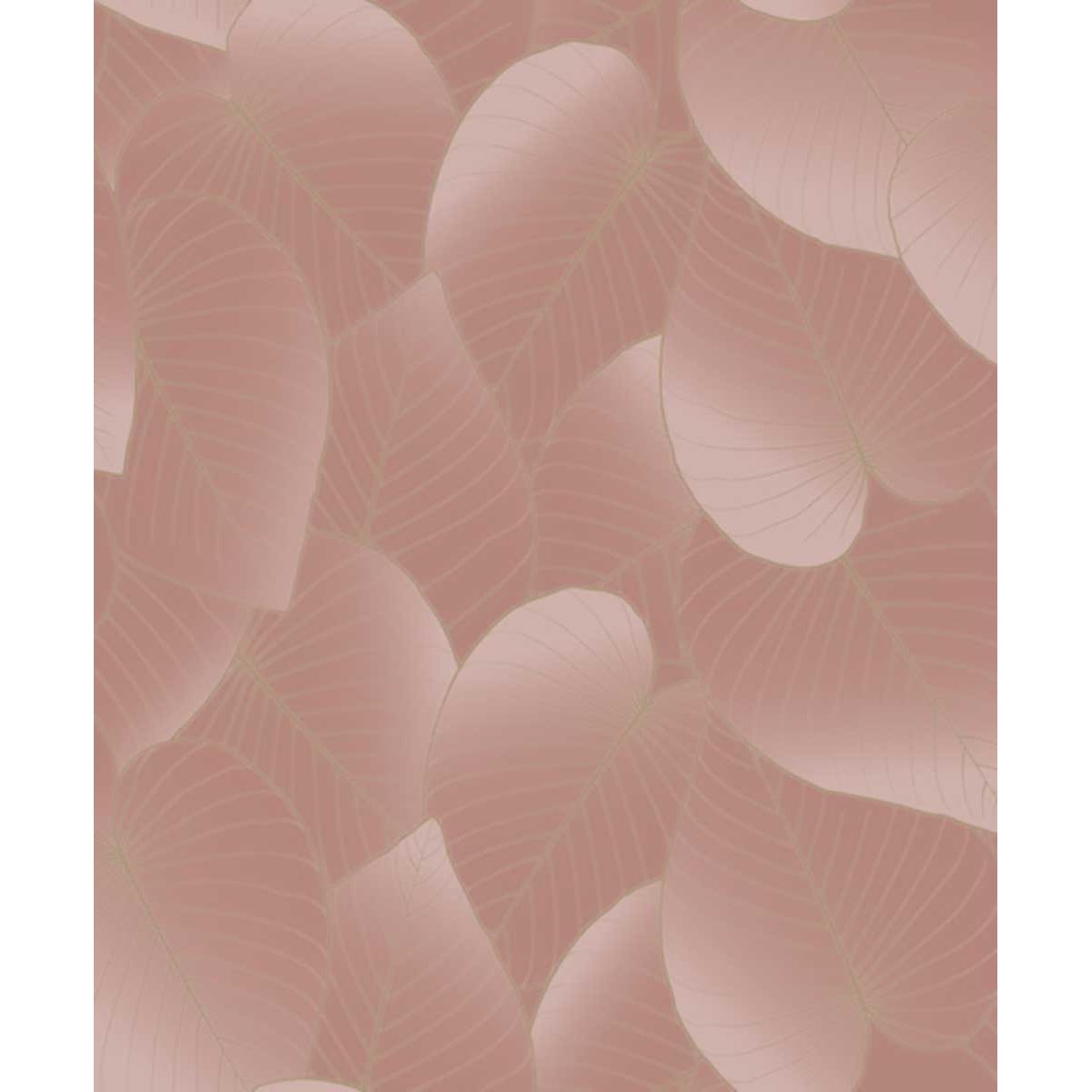 Papier peint feuilles tropicales rose poudré rose, HEXOA