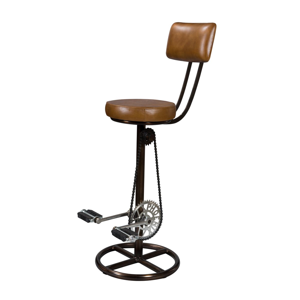 Chaise de bar 76 cm en cuir avec dossier - PHOENIX marron, MAISON PAVANE