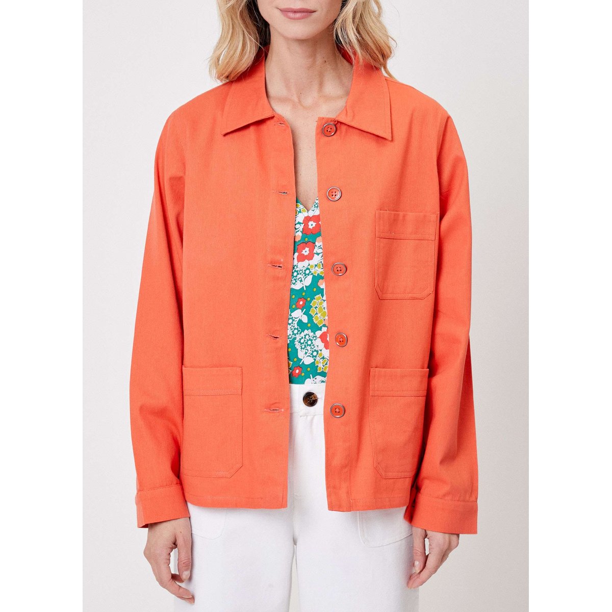 Veste coton uni droite LACKET orange clair lacket, PRINCESSE NOMADE