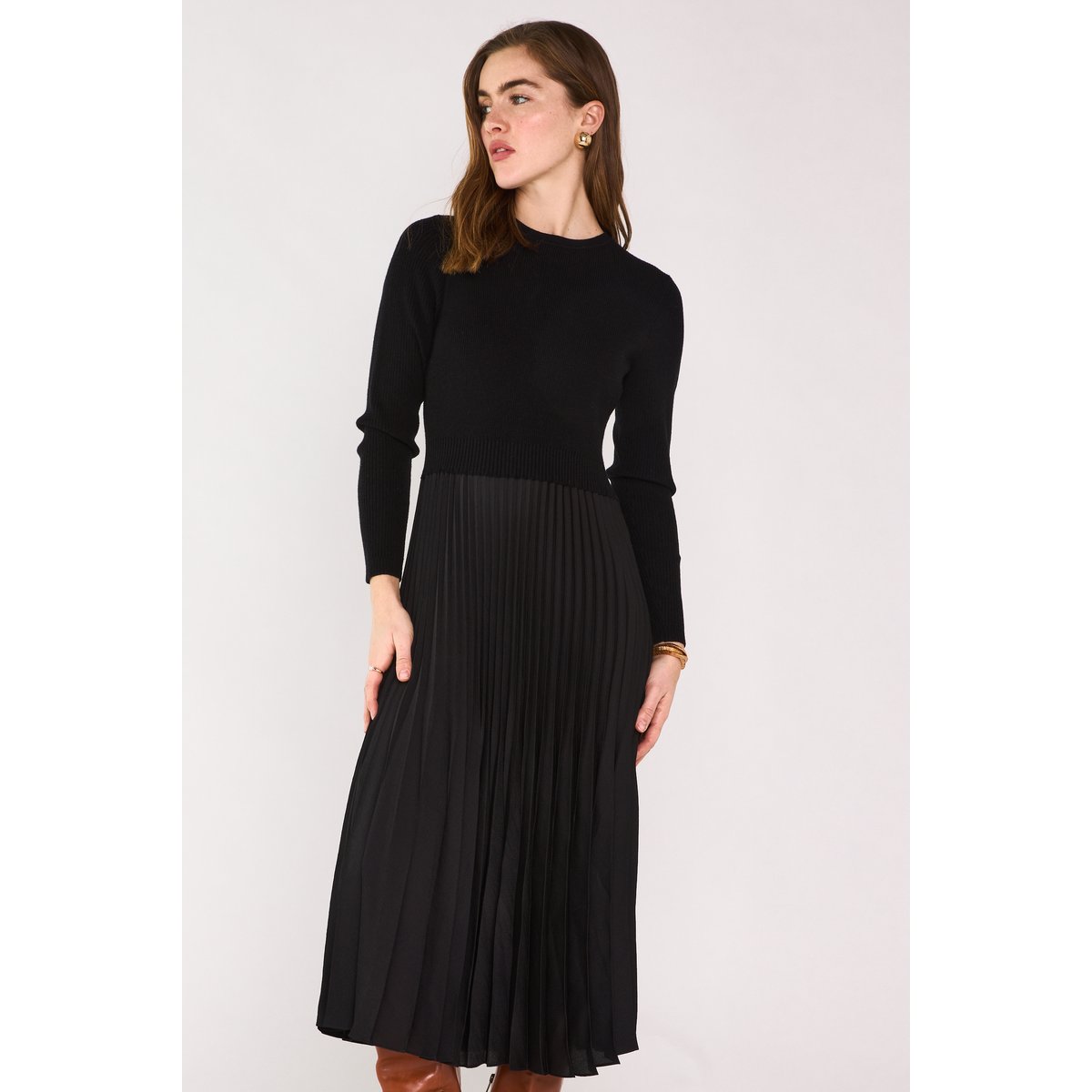 Robe en maille BELINDA noir, Maison 123