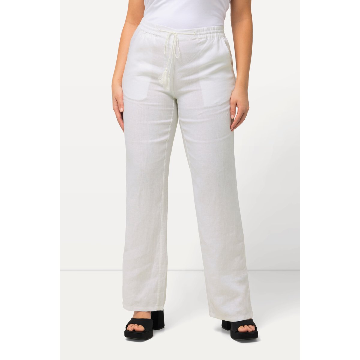 Pantalon en lin Mary, jambe droite, 2 poches blanc neige, ULLA POPKEN