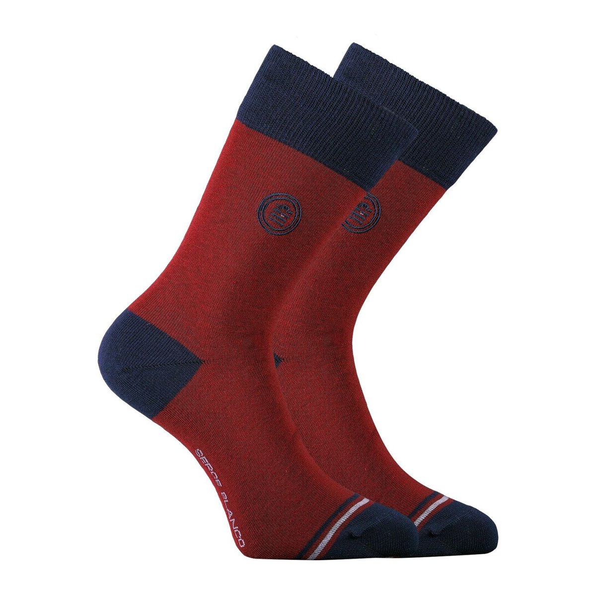 Lot De 9 Paires De Chaussettes De Ville Coton Peigné Doux noir/gris/bleu/rouge/jaune, SERGE BLANCO