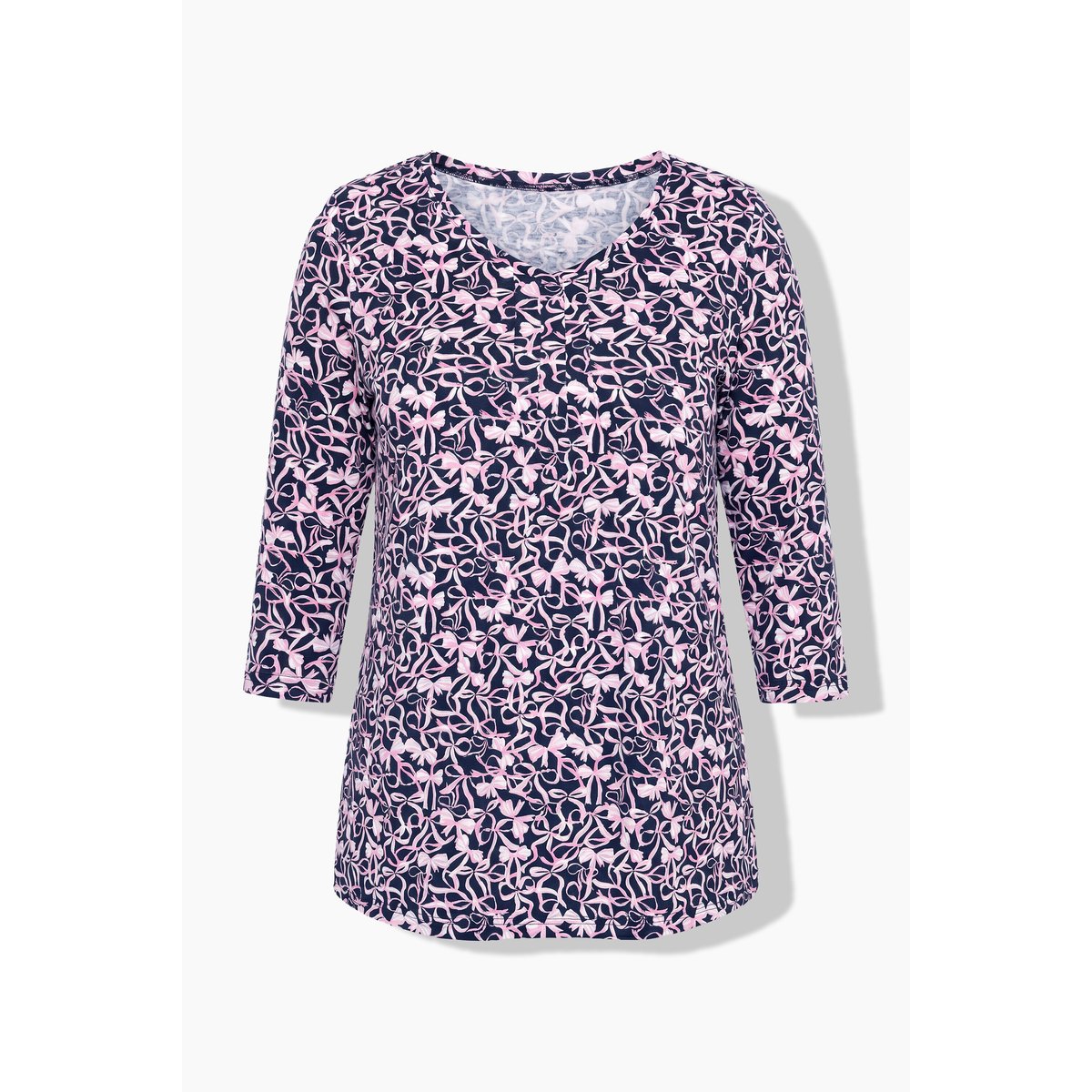 T-shirt avec plis fantaisie marine, ULLA POPKEN