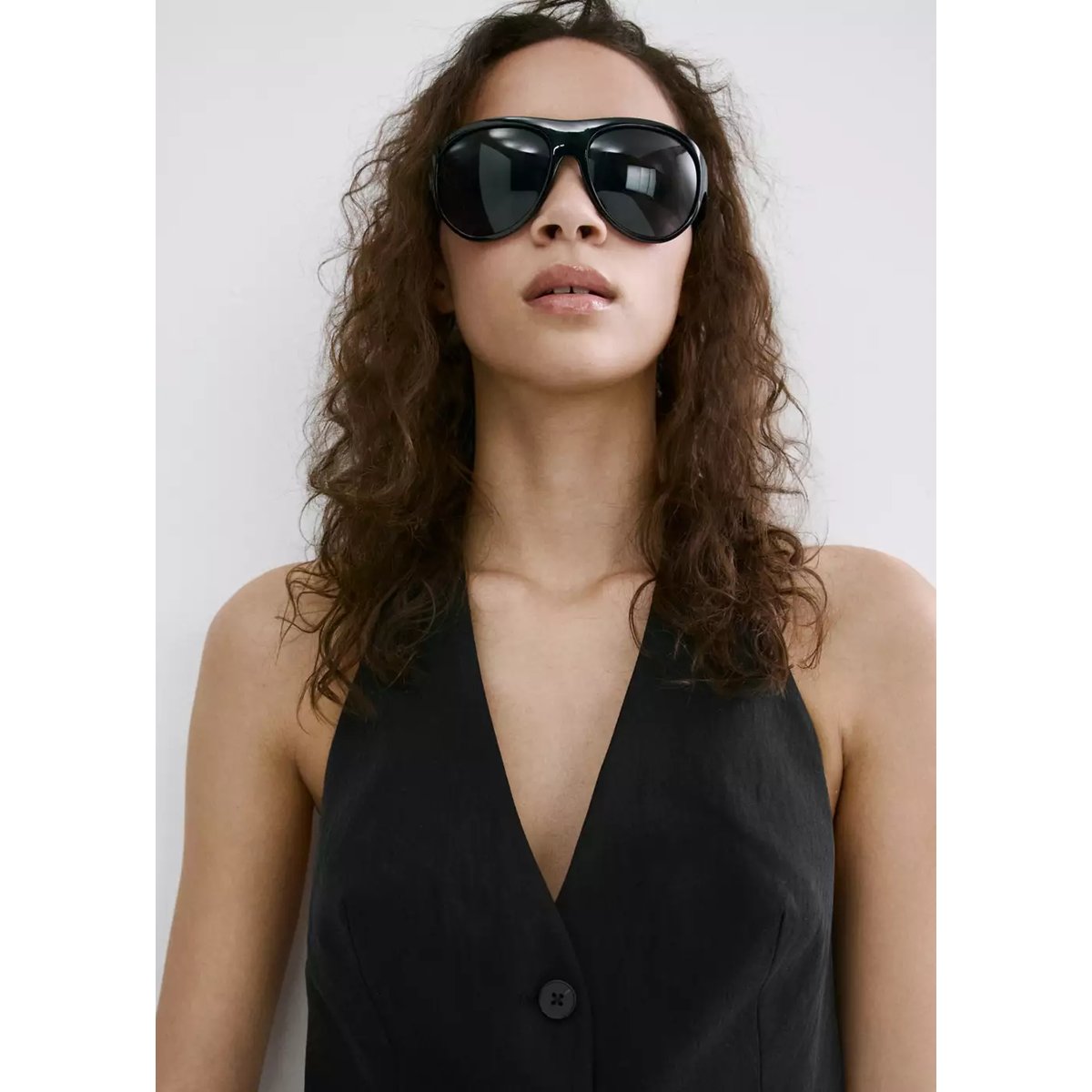 Gilet de costume lyocell noir, MANGO