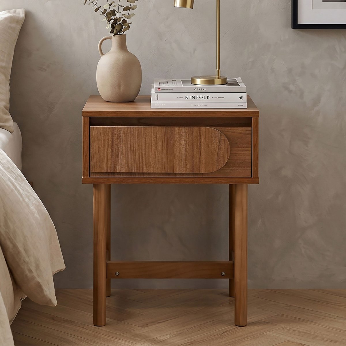 Table de chevet 1 tiroir en bois- ABBY bois foncé, DRAWER